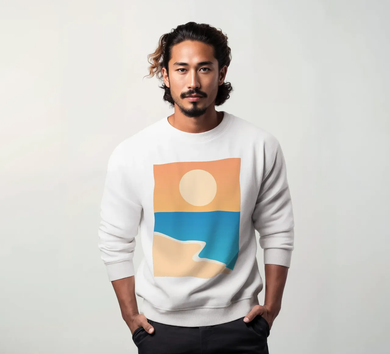 calm sea relaxation sweatshirt by pastel color shape