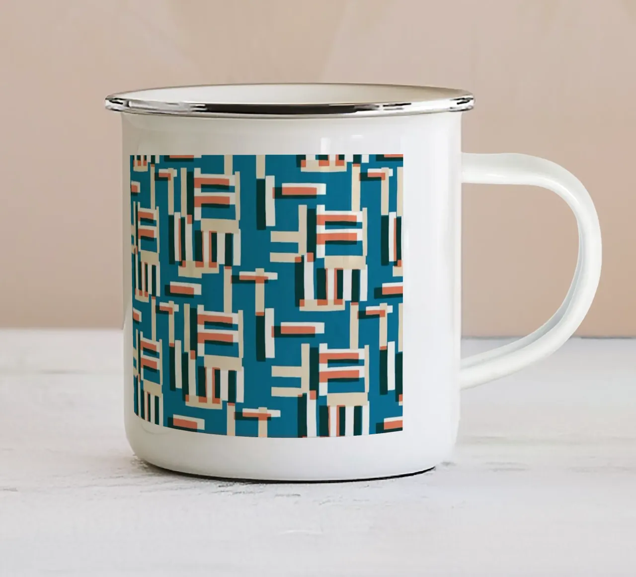 Cyano Pattern No 09 mug en émail de treechild