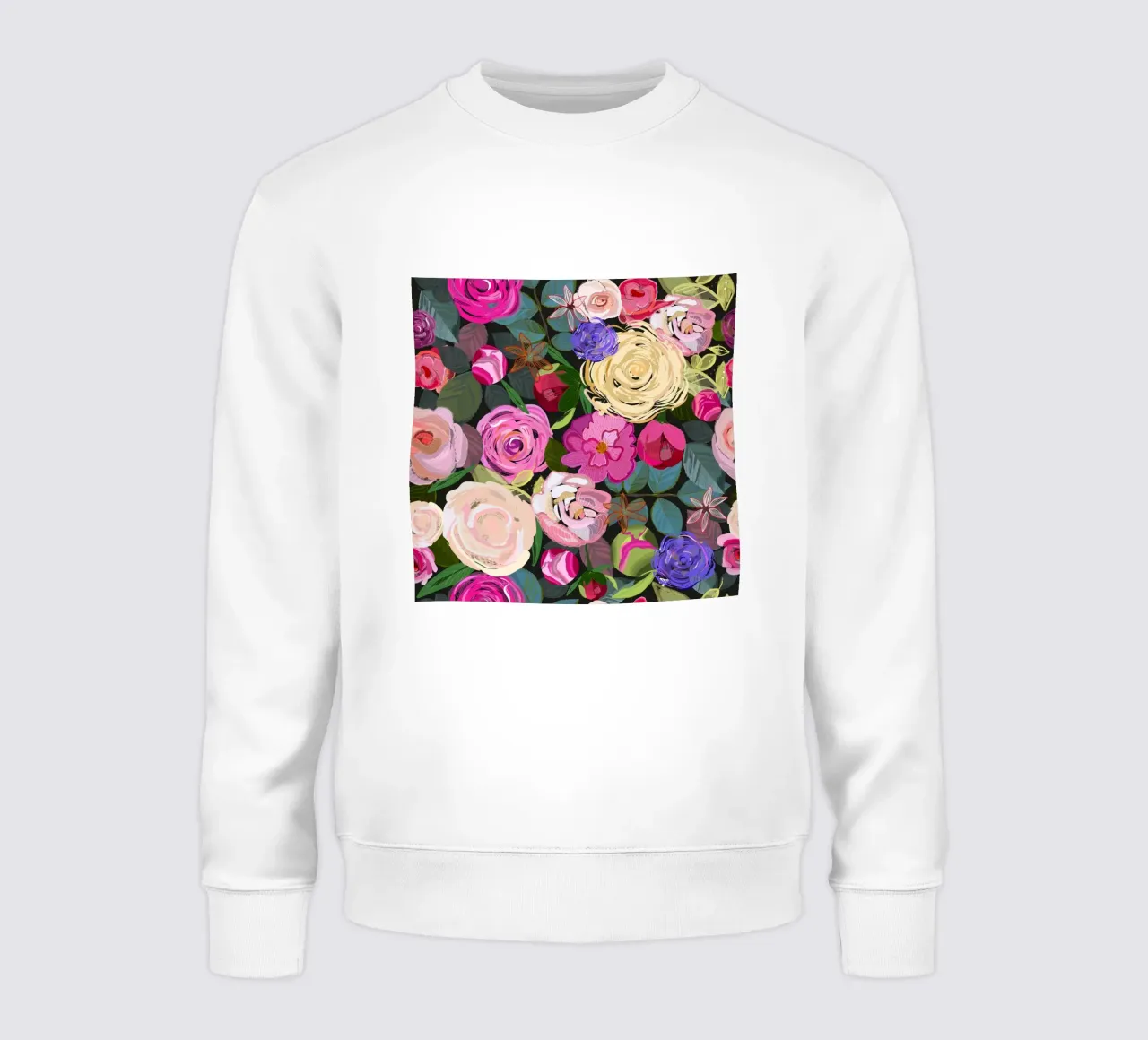 Colorful roses floral sweatshirt by gulsengunel
