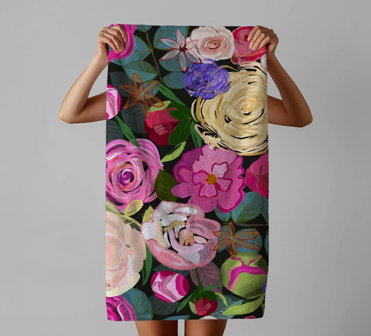 Rose colorate floreali asciugamano da bagno da gulsengunel
