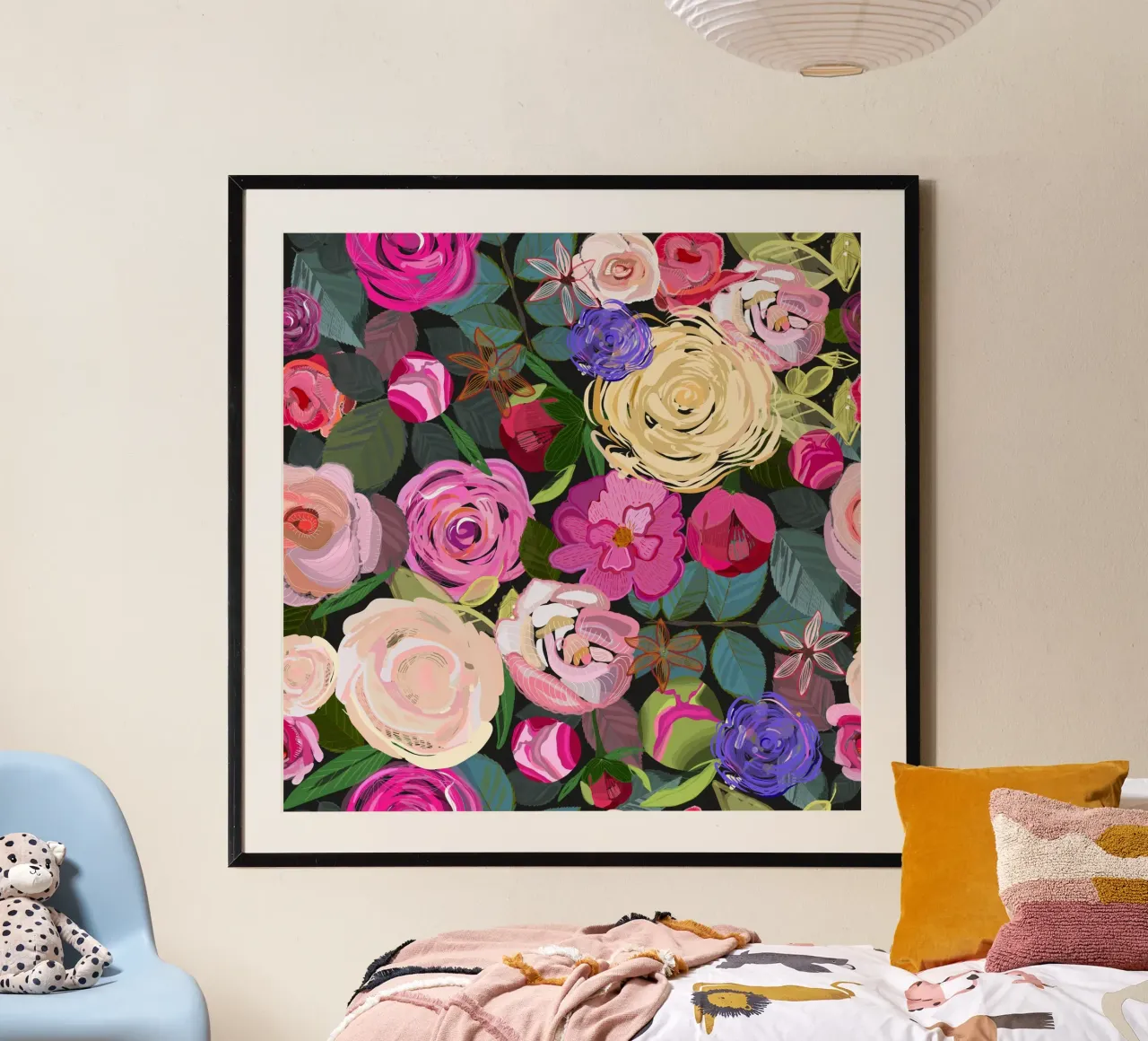 Rose colorate floreali poster con telaio in alluminio da gulsengunel