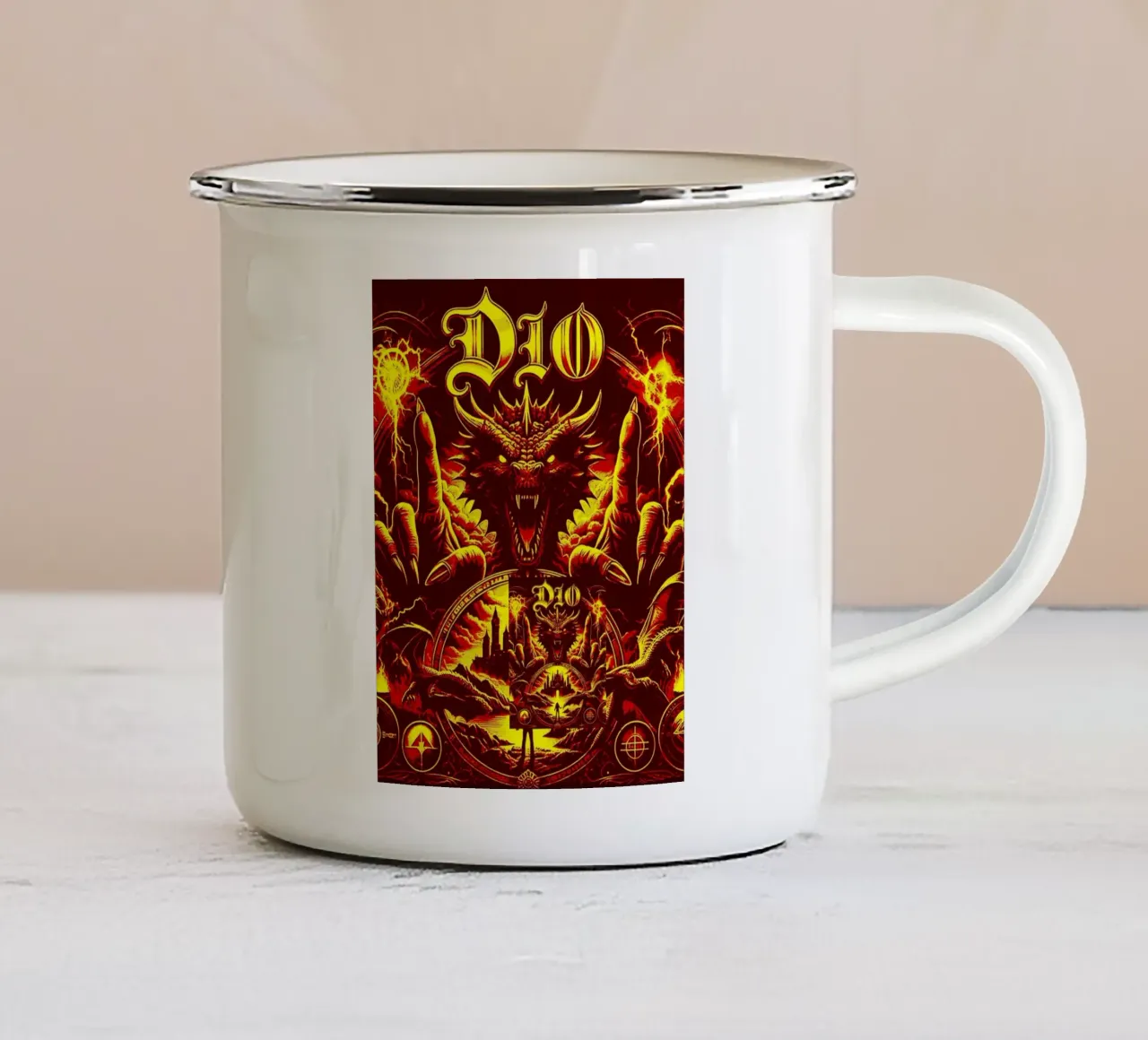 dio band art tazza in smalto da vanhesling