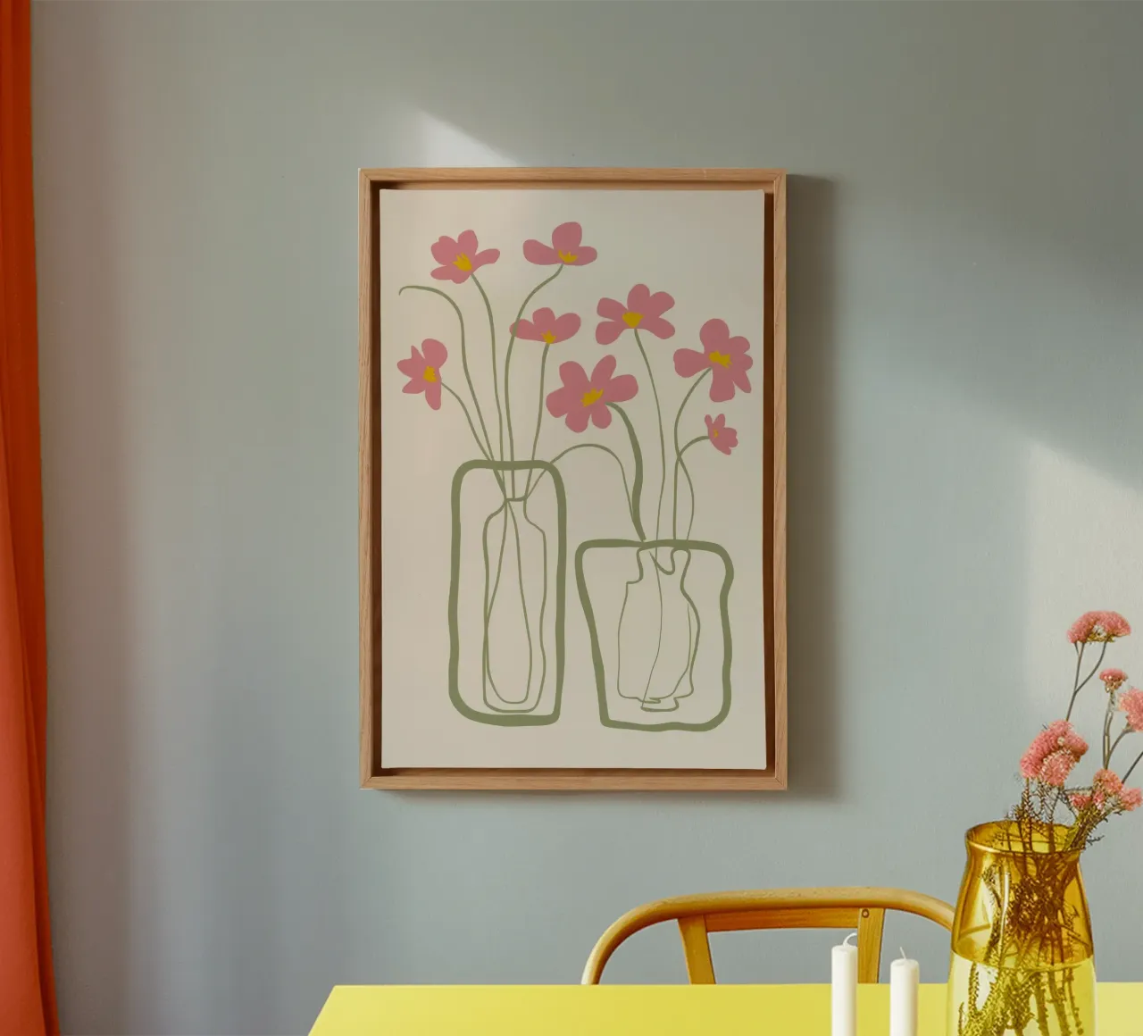 Tweelingvaas Stilte canvas met Baklijst van Peak Delusion