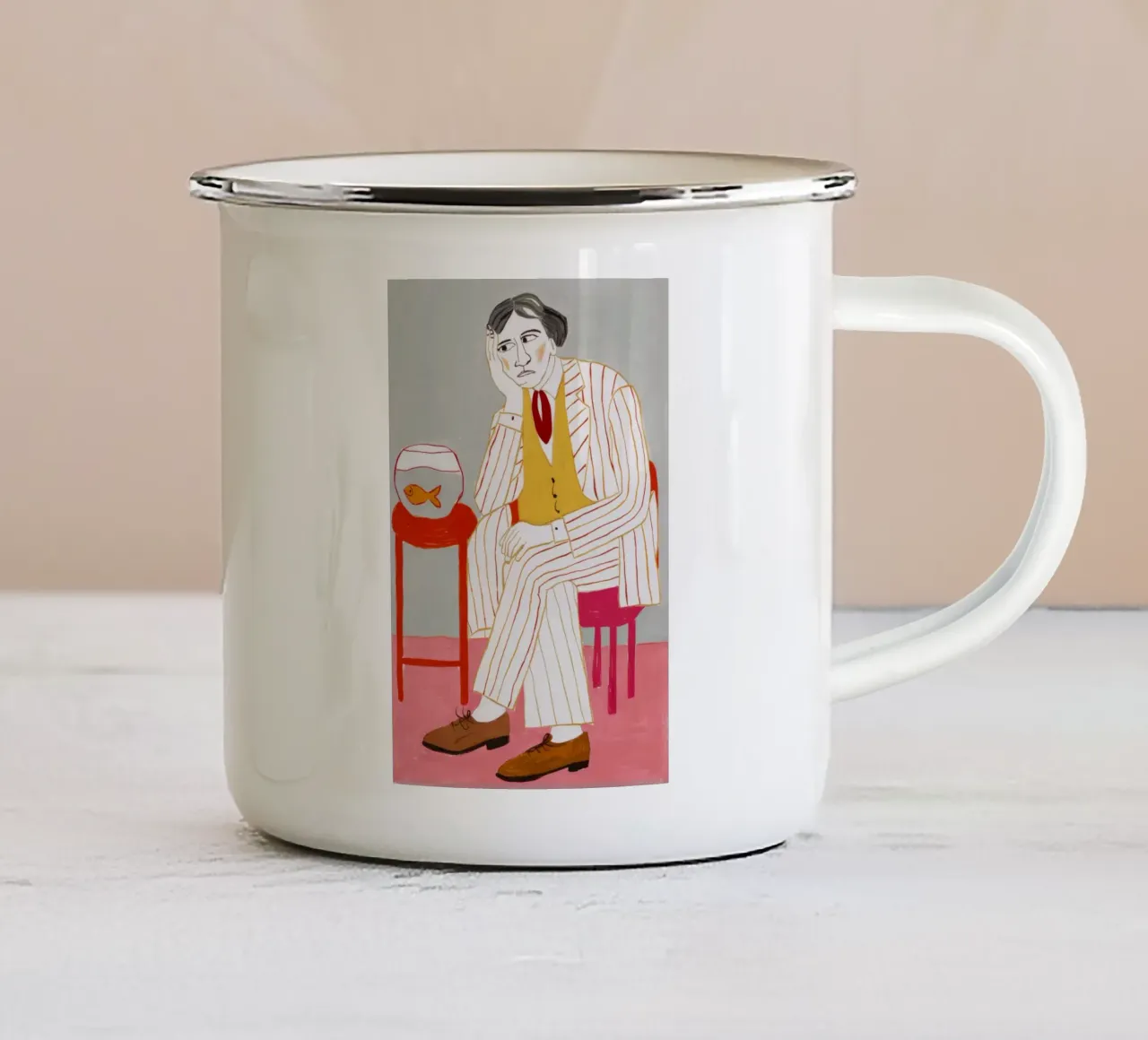 Pesce rosso gessato Ponder tazza in smalto da Peak Delusion