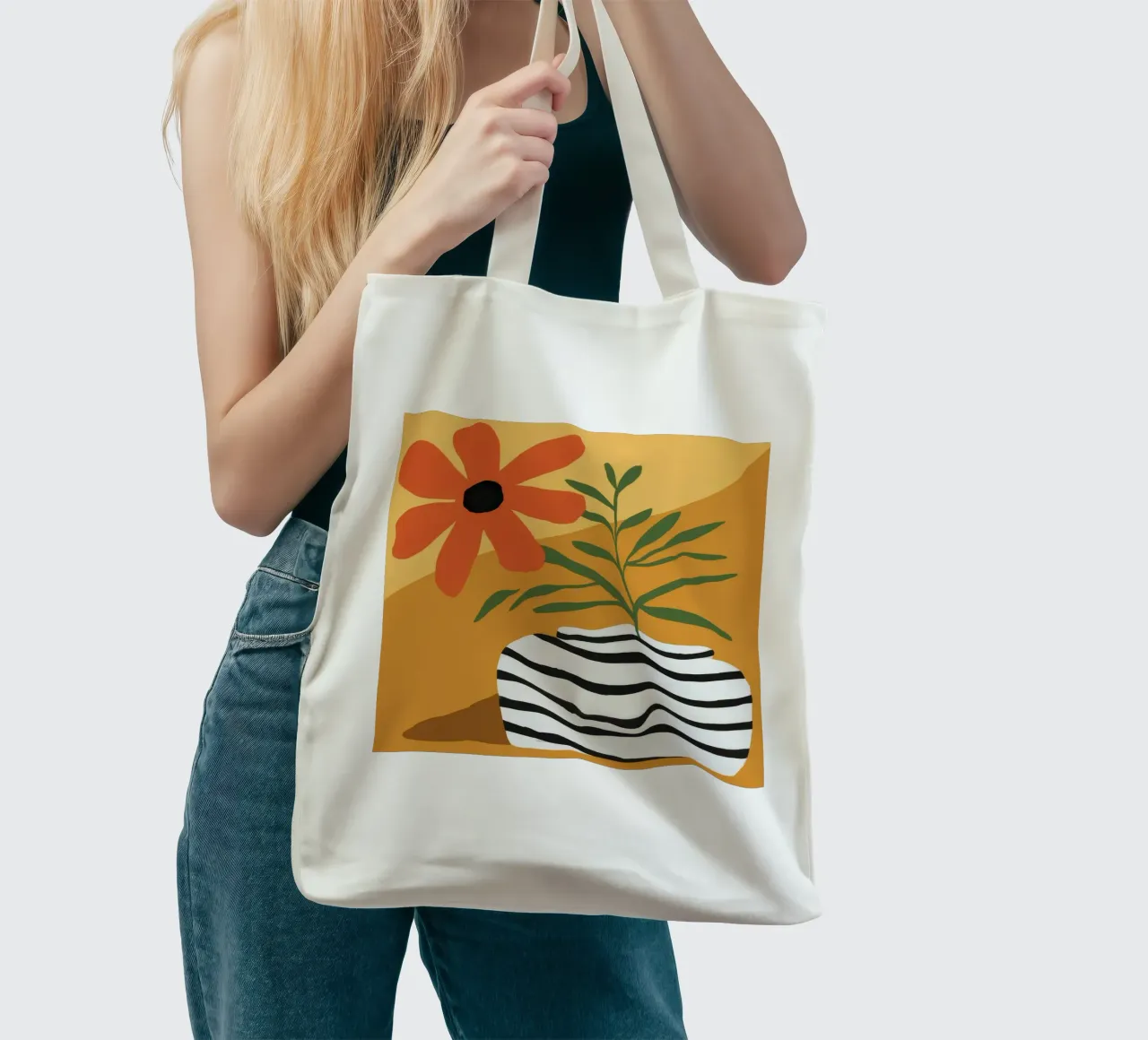 Striped Vase Sun Bloom tote bag by Peak Delusion