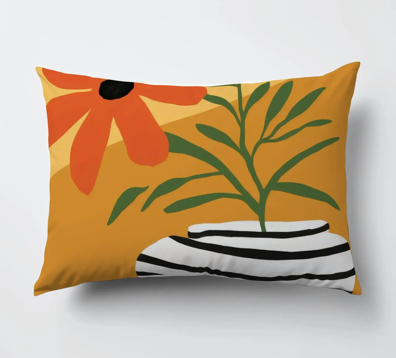 Striped Vase Sun Bloom decorative cushion by Peak Delusion