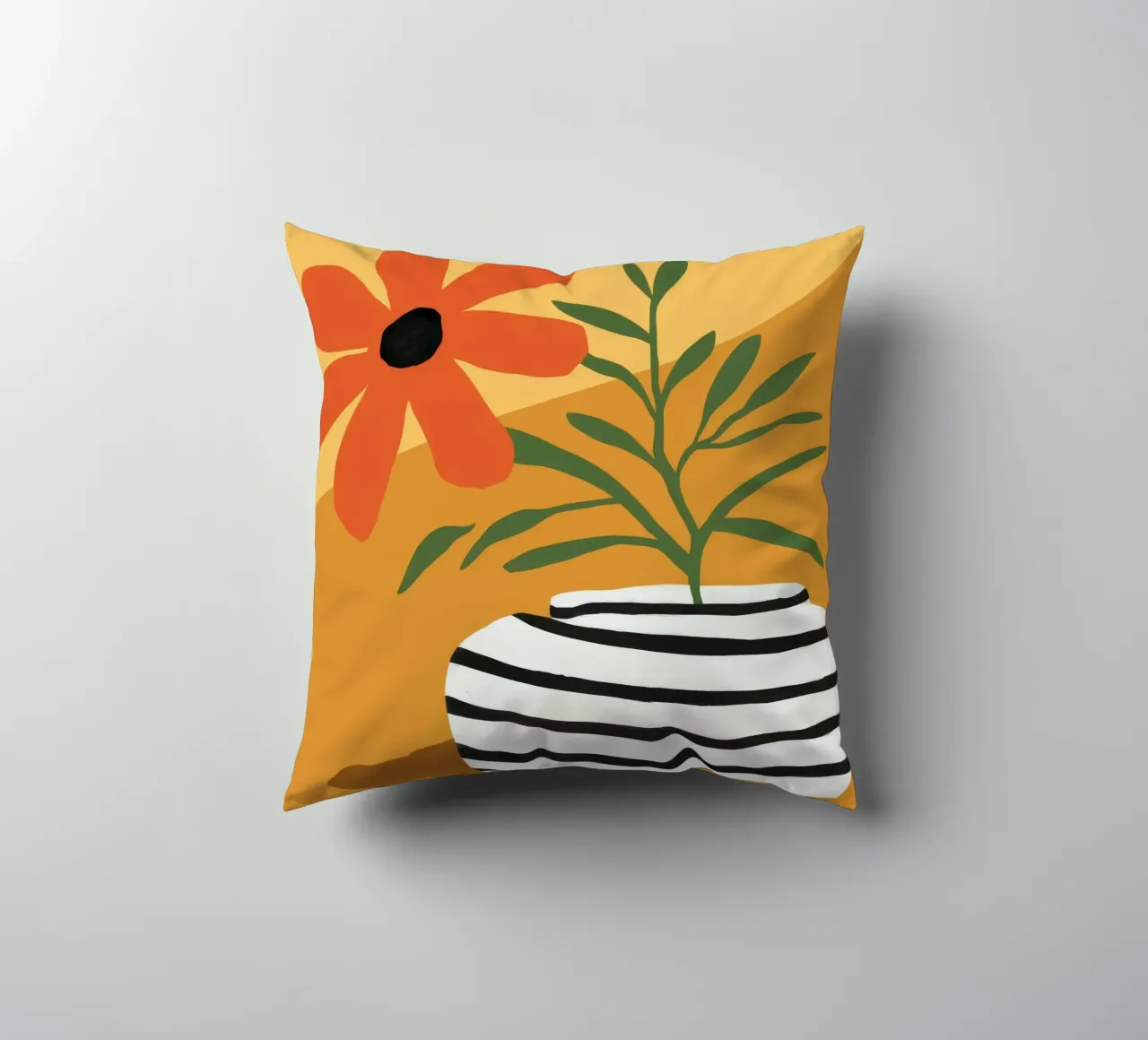 Striped Vase Sun Bloom decorative cushion by Peak Delusion