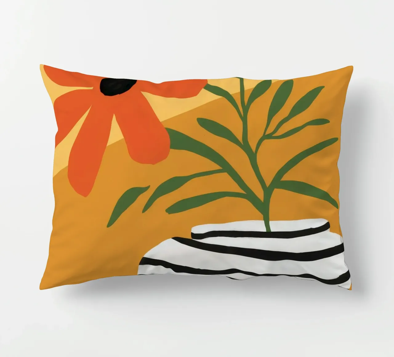 Striped Vase Sun Bloom decorative cushion by Peak Delusion