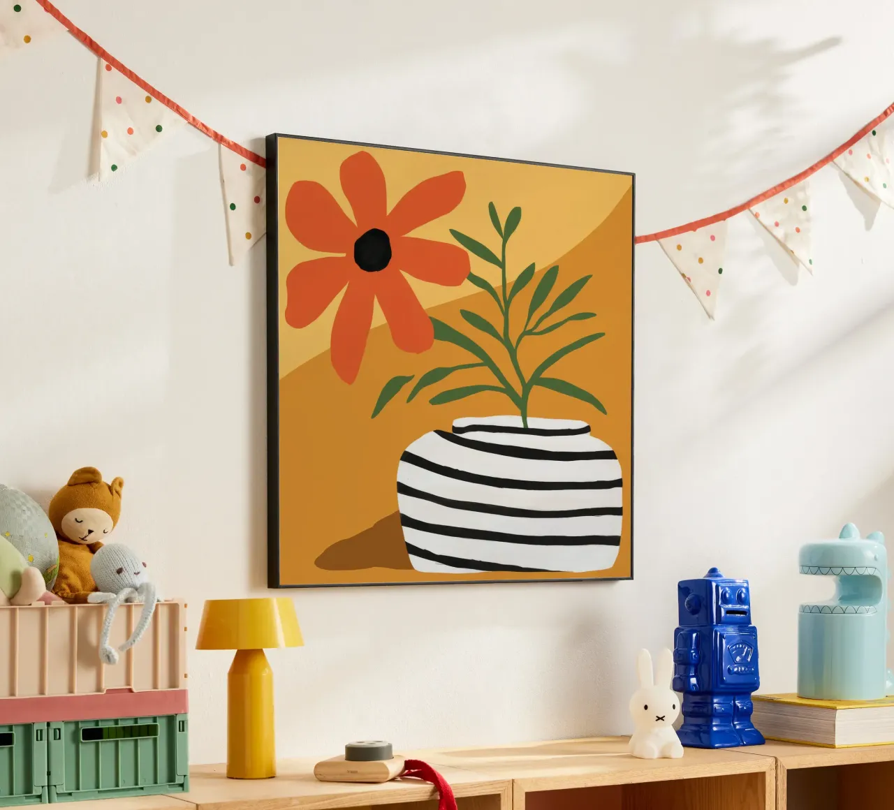 Striped Vase Sun Bloom alu-dibond by Peak Delusion