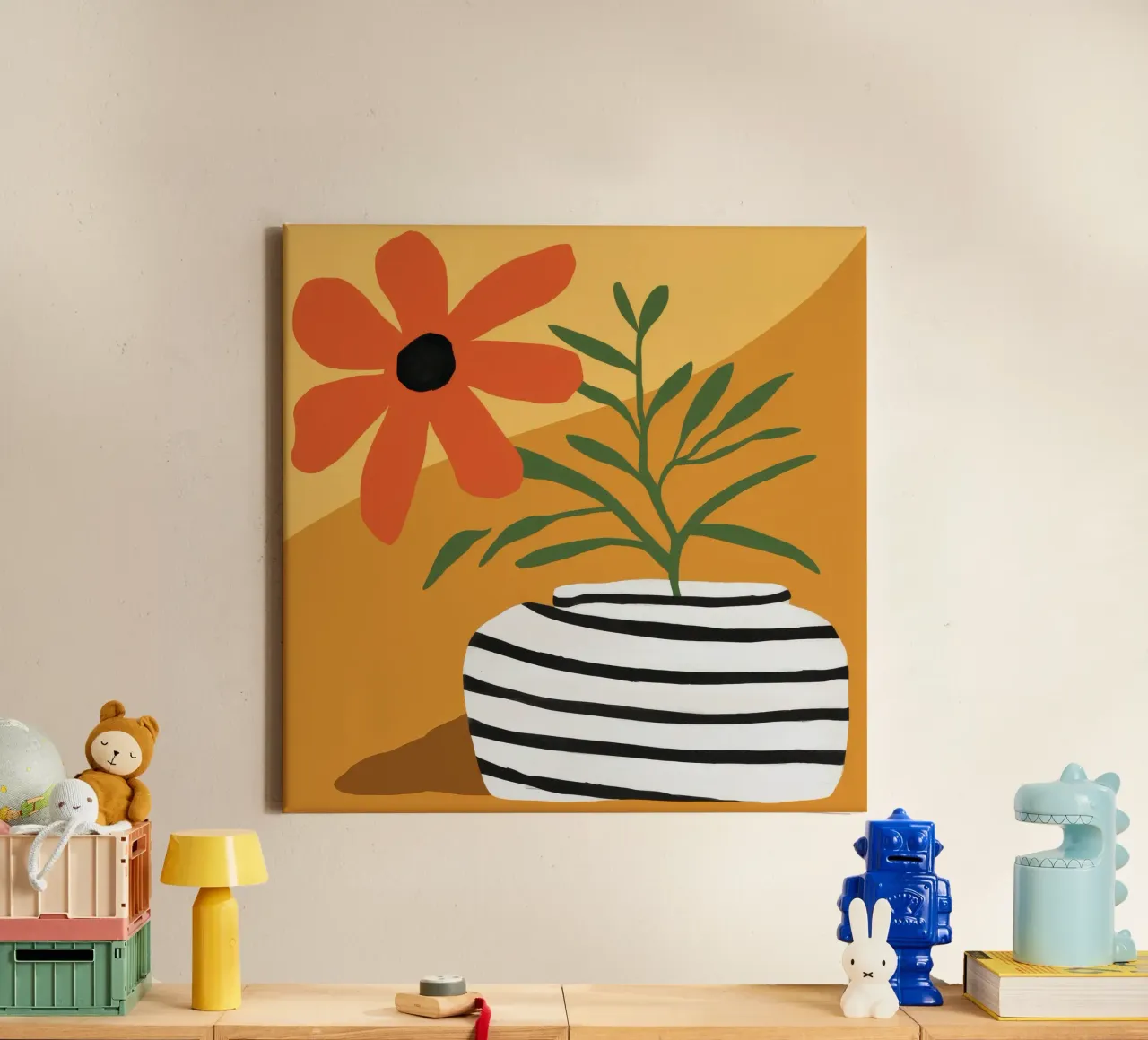 Vaso a righe Sun Bloom tela con Cornice a cassetta da Peak Delusion