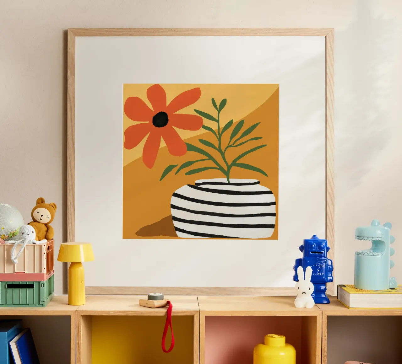 Vaso a righe Sun Bloom poster con telaio in plastica da Peak Delusion