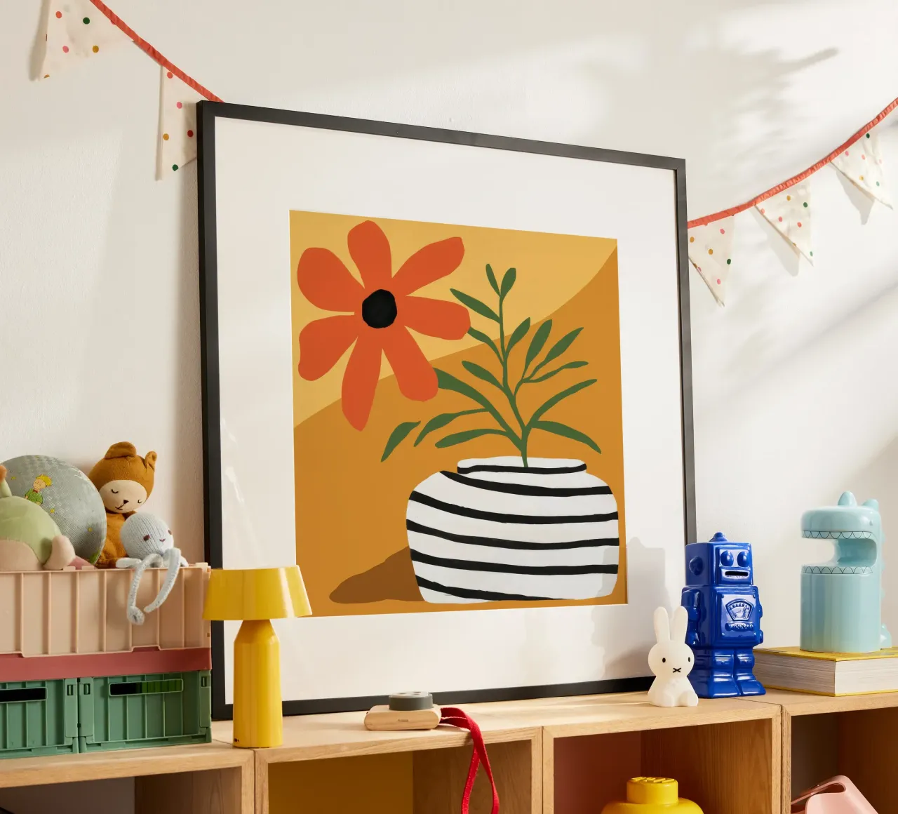 Vaso a righe Sun Bloom poster con telaio in plastica da Peak Delusion