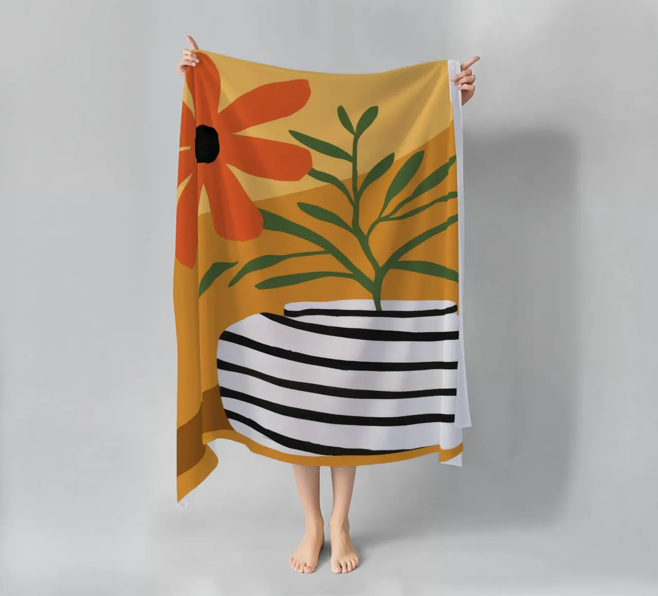 Striped Vase Sun Bloom beach towel by Peak Delusion