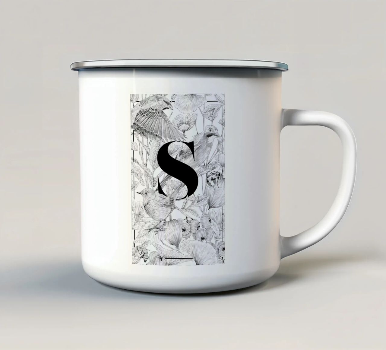 Floral Alphabet S1 tazza in smalto da Faunesque