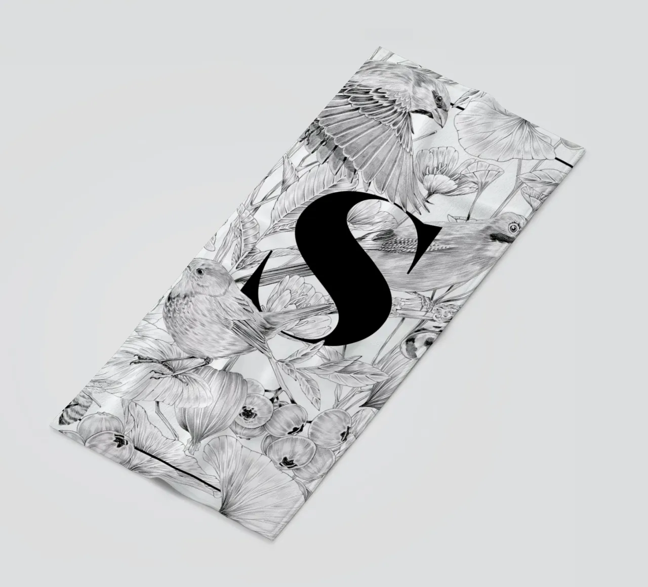 Floral Alphabet S1 beach towel by Faunesque
