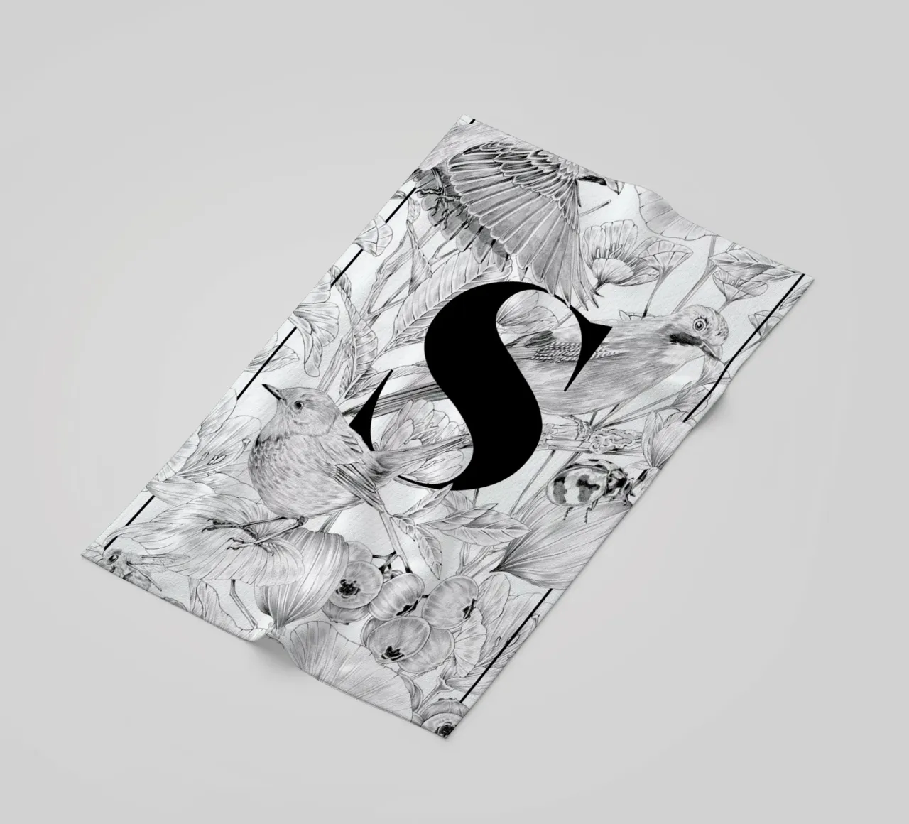 Floral Alphabet S1 beach towel by Faunesque