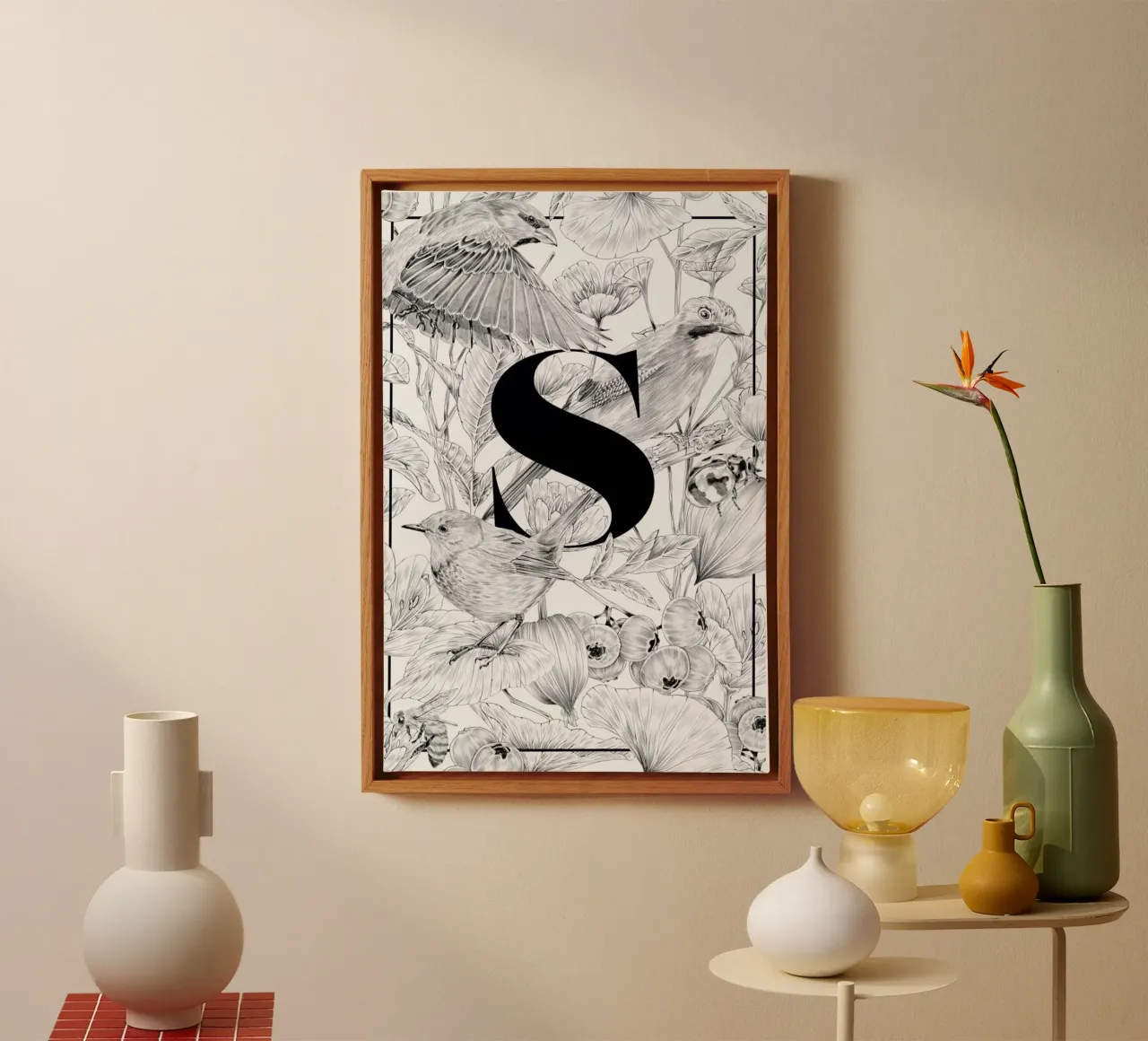 Floral Alphabet S1 tela con Cornice a cassetta da Faunesque