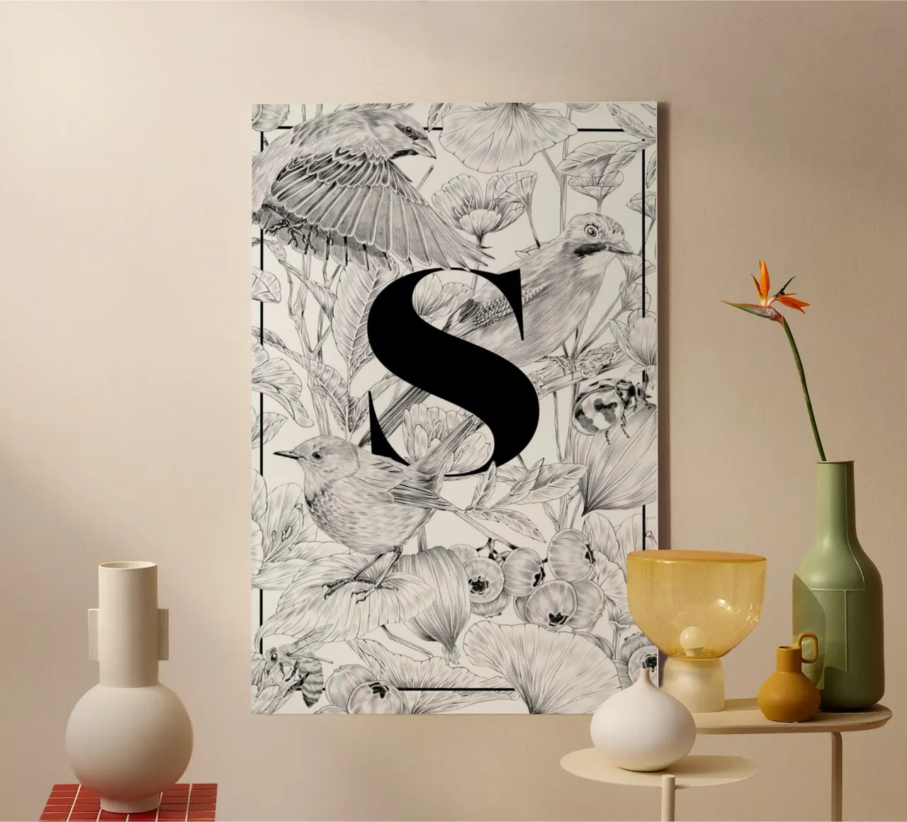 Floral Alphabet S1 tela con Cornice a cassetta da Faunesque