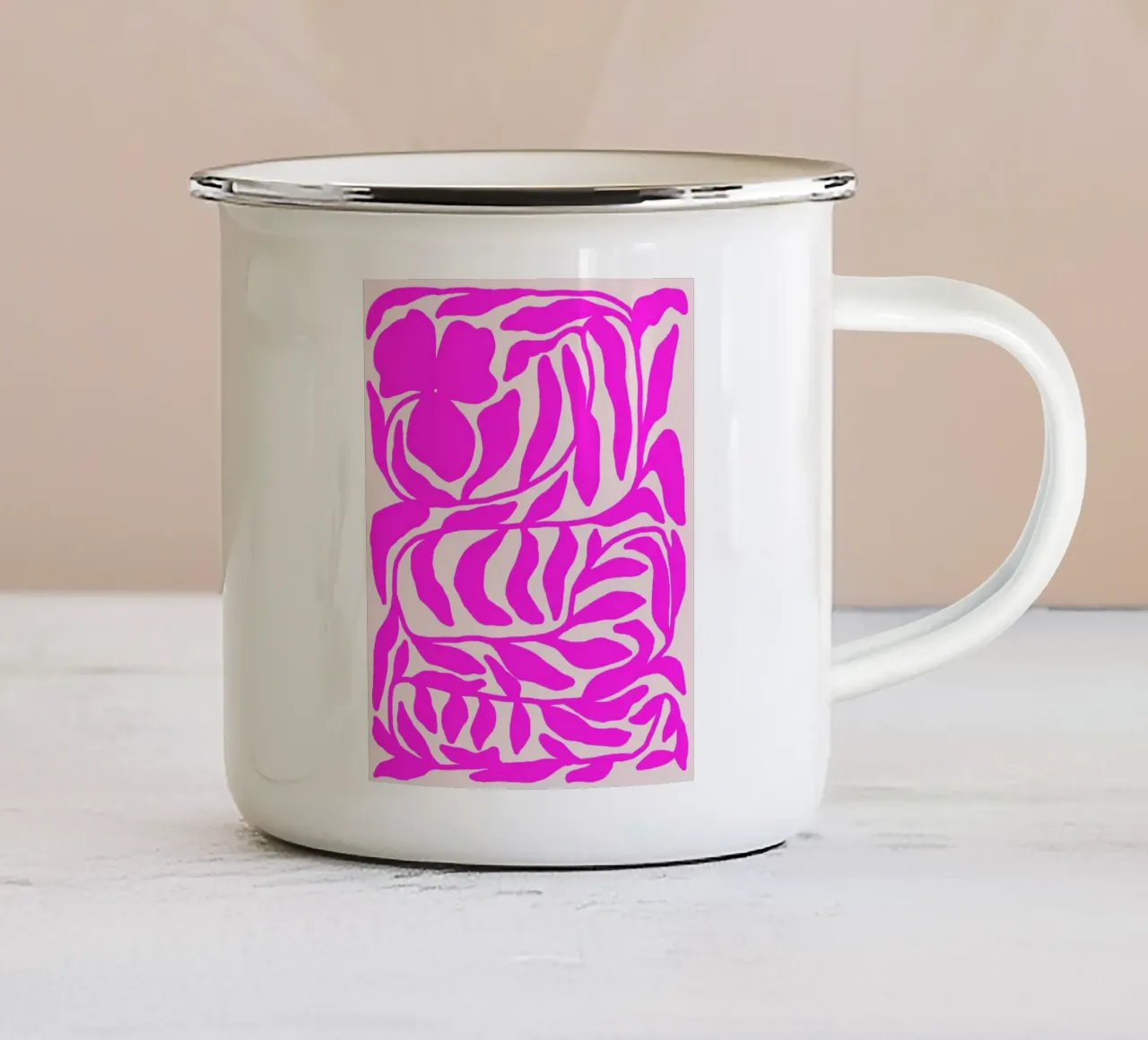 Tropical pink Cutout Floral Pattern with Island Vibe tazza in smalto da mysteriouscoco