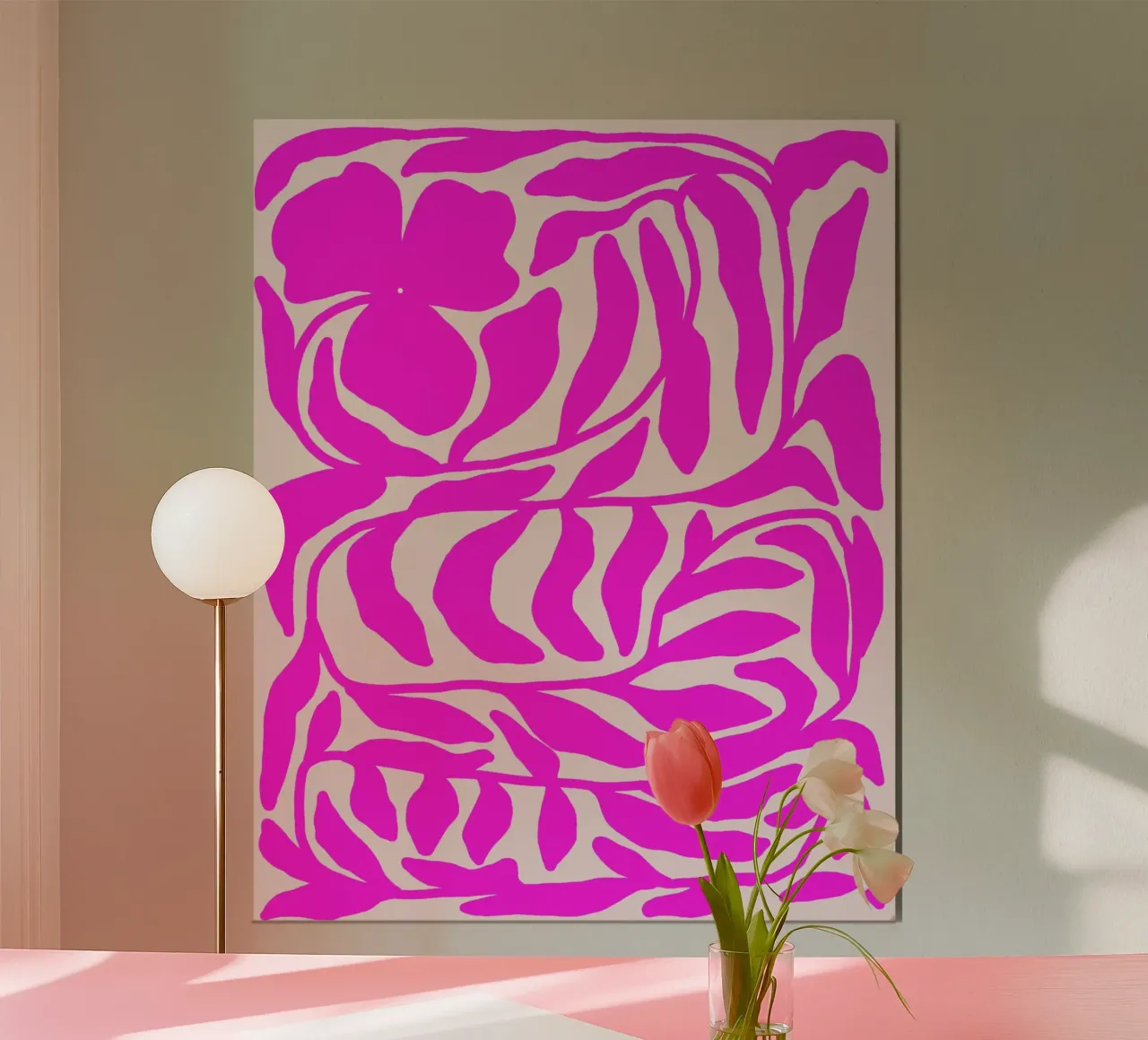 Tropical pink Cutout Floral Pattern with Island Vibe poster con telaio in plastica da mysteriouscoco