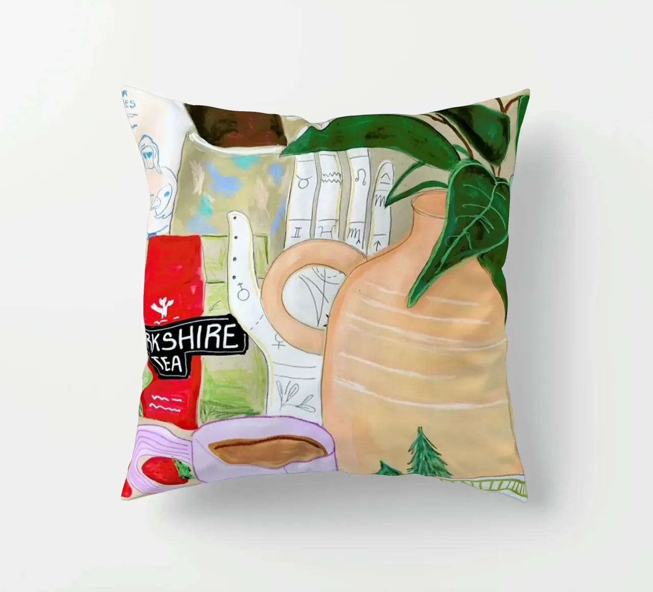 Cluttered Tea Time cuscino da Paloma Kua