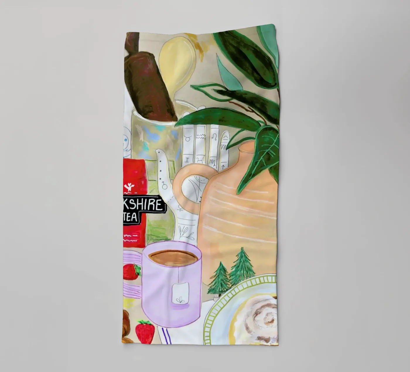 Cluttered Tea Time badhanddoek van Paloma Kua