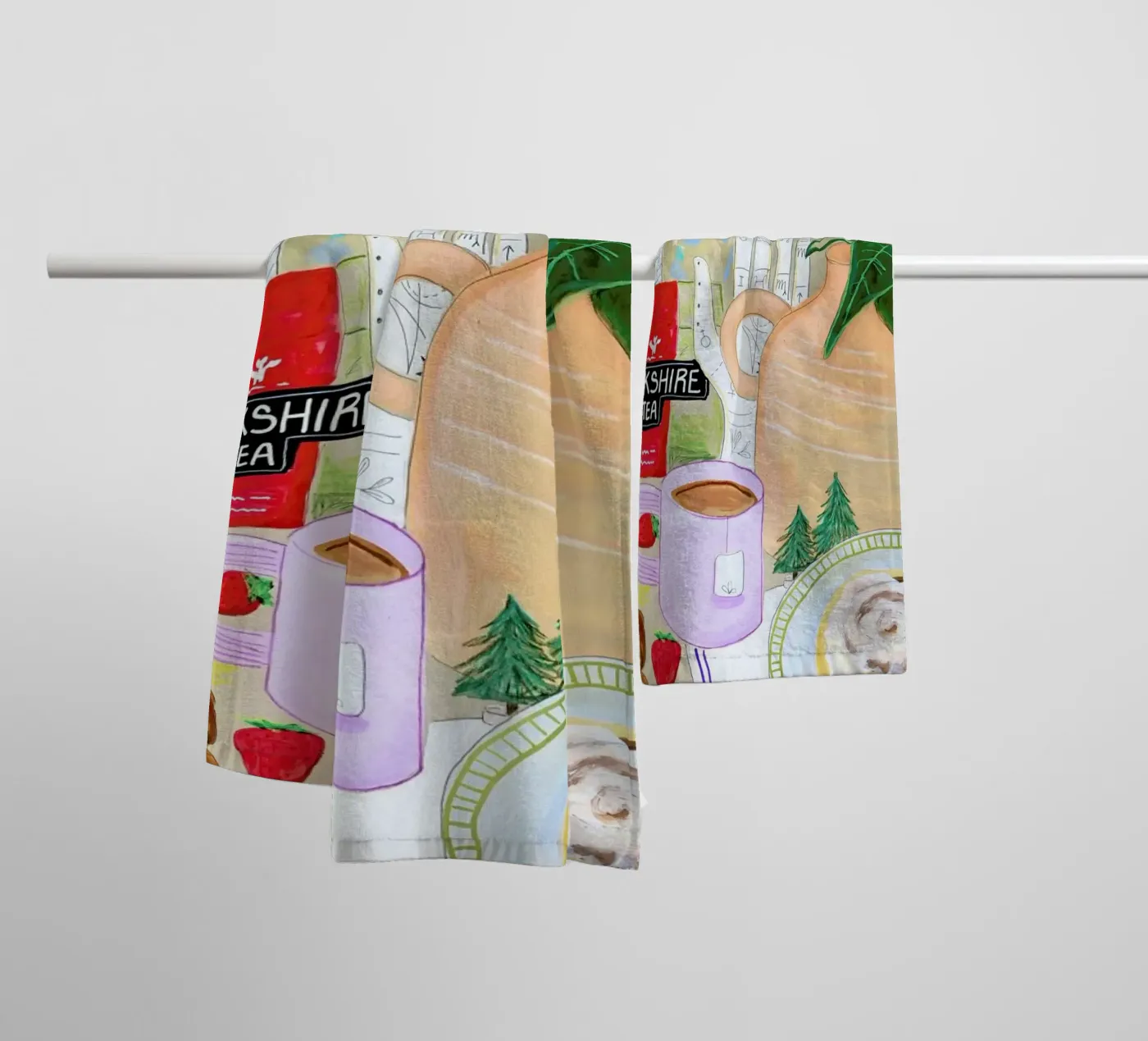 Cluttered Tea Time badhanddoek van Paloma Kua