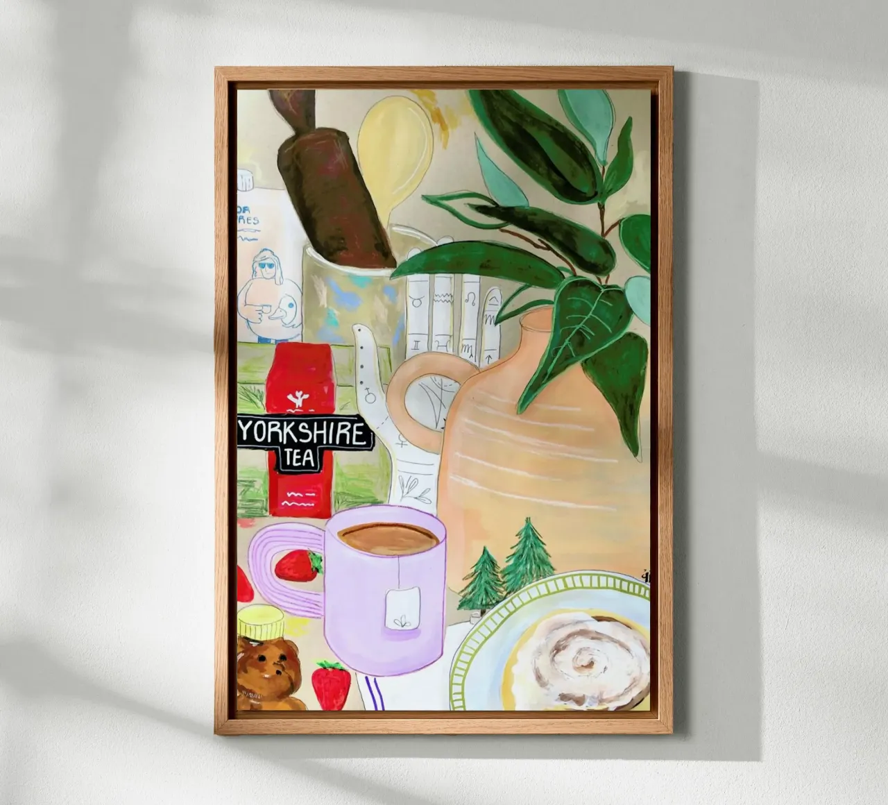 Cluttered Tea Time tela con Cornice a cassetta da Paloma Kua