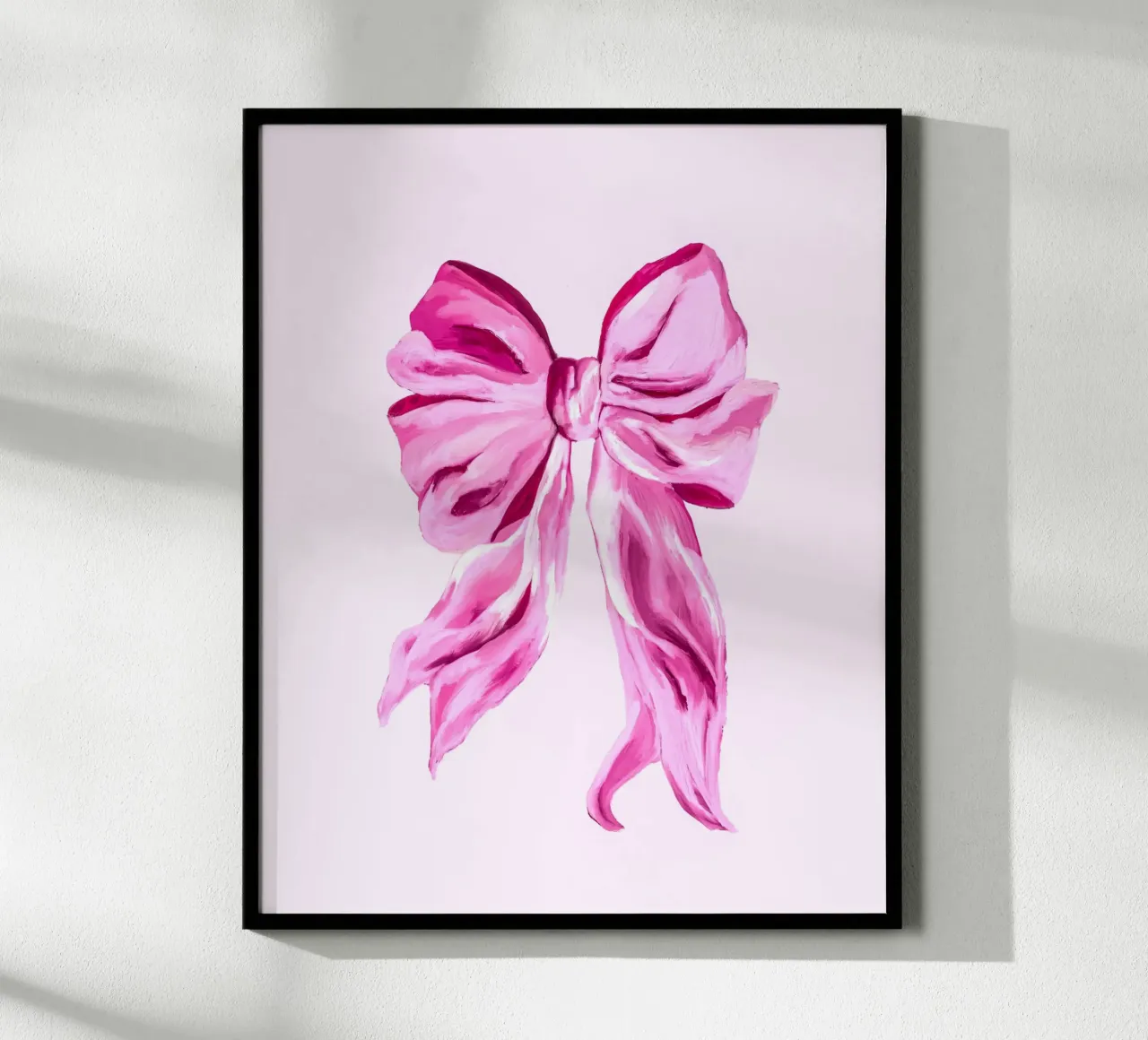 Elegant Pink Oil Painted Bow on Pale Blush Background poster with aluminum frame by mysteriouscoco