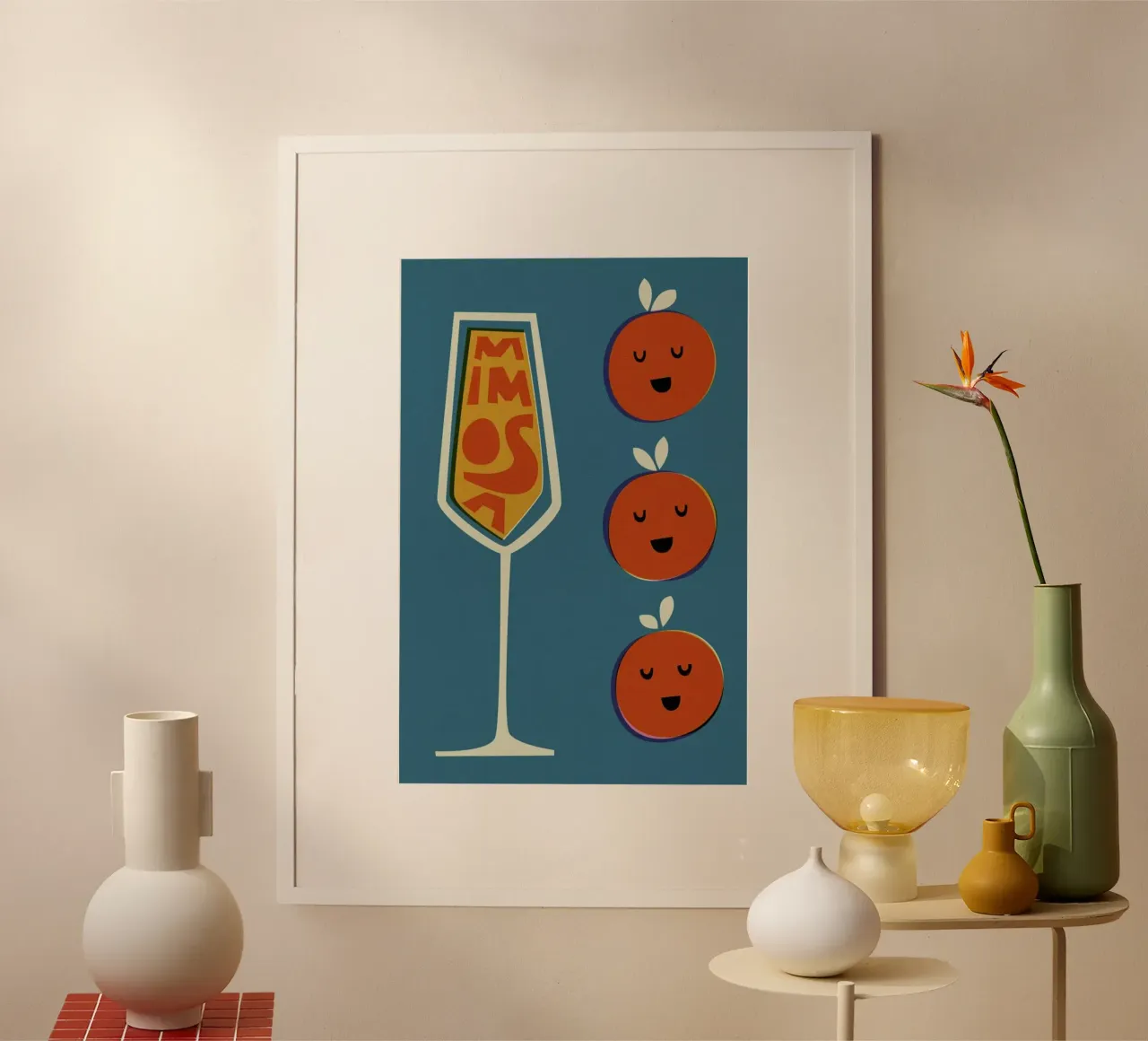 Mimosa Cocktail poster con telaio in alluminio da Fox & Velvet