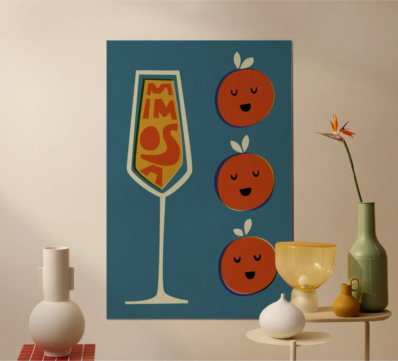 Mimosa Cocktail poster con telaio in alluminio da Fox & Velvet