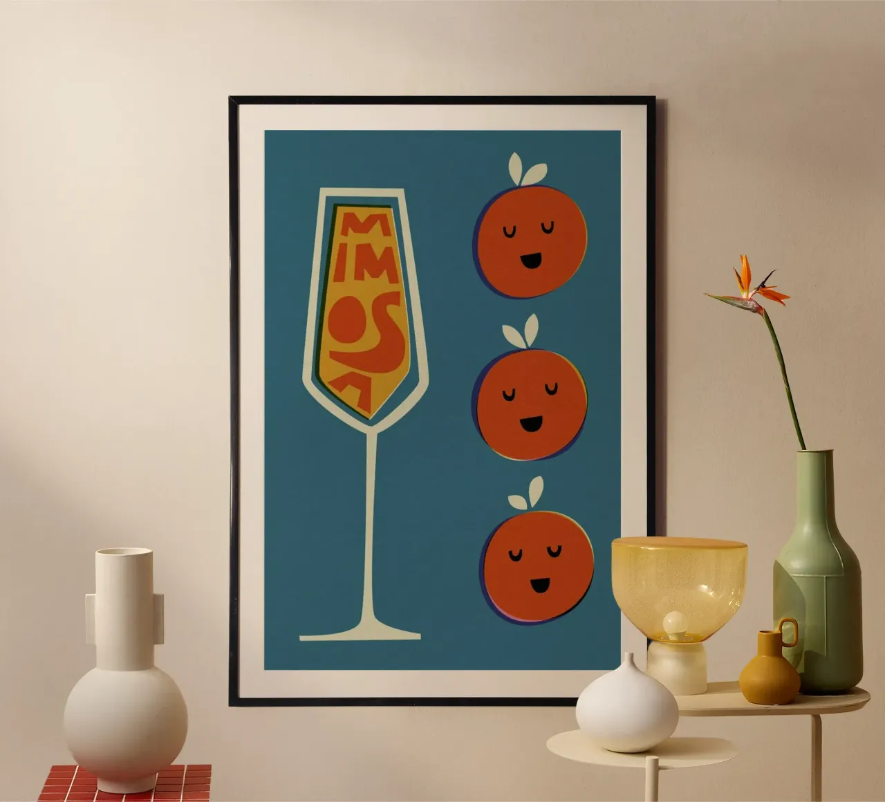 Mimosa Cocktail poster con telaio in alluminio da Fox & Velvet