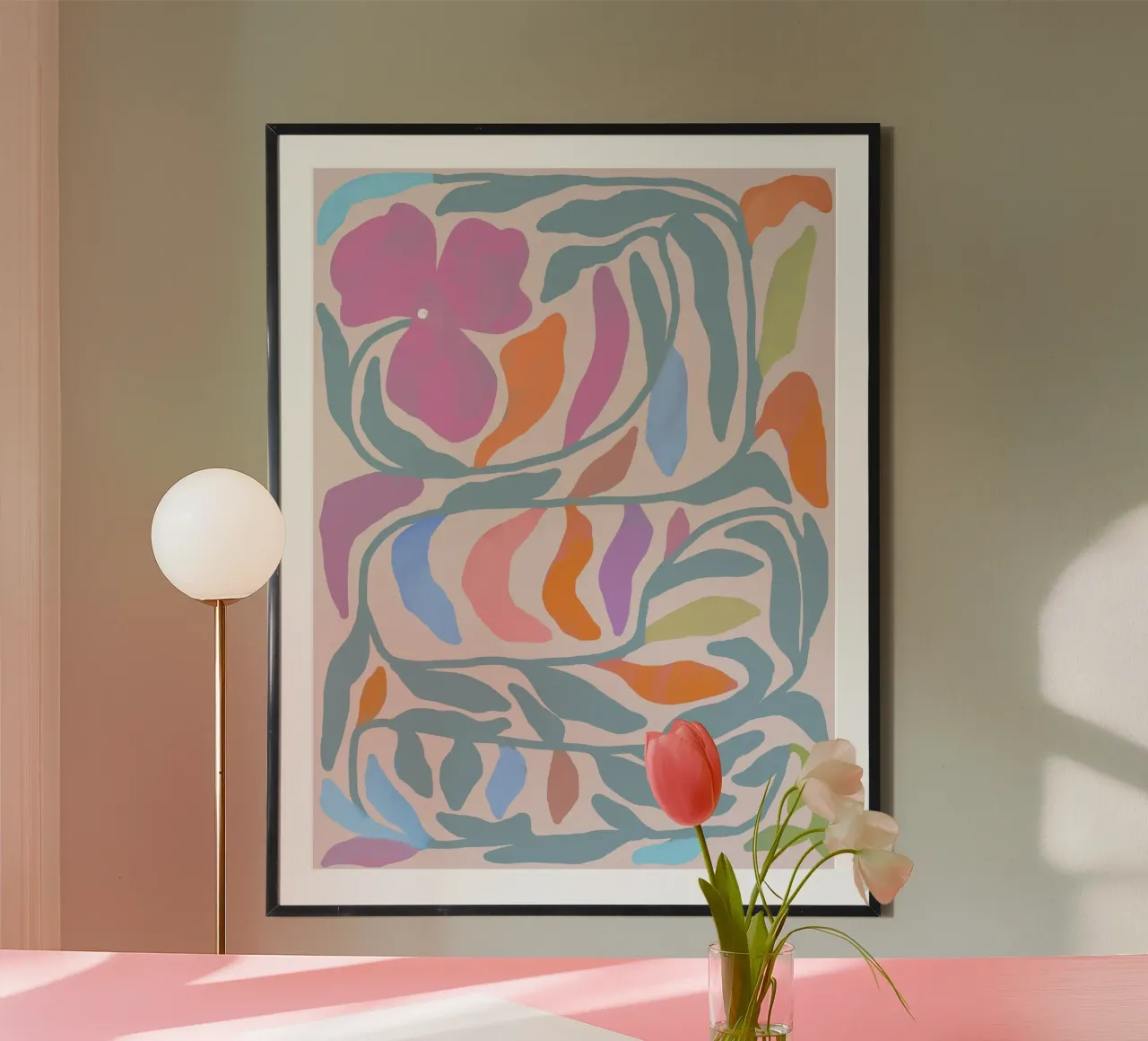 Tropical Cutout Floral Pattern with Island Vibe poster with aluminum frame by mysteriouscoco
