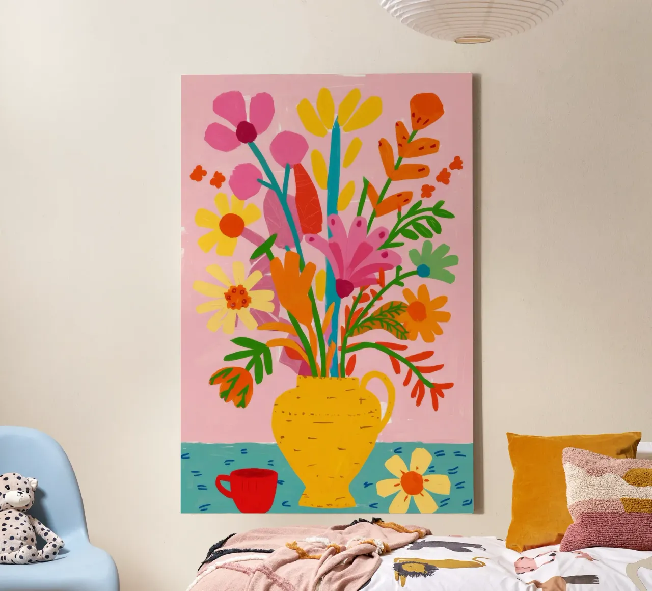 Gele vaas Regenboog canvas met Baklijst van Peak Delusion
