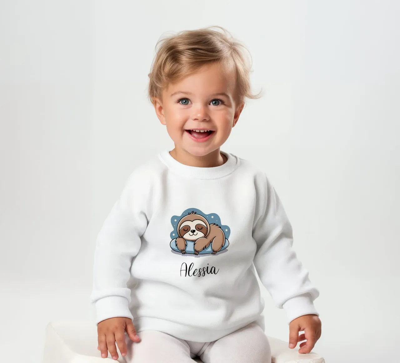 Nombre personalizable perezoso durmiente sudadera de bebé de SlothStella