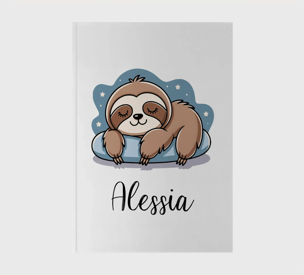 Sleeping sloth personalisable name notebook by SlothStella