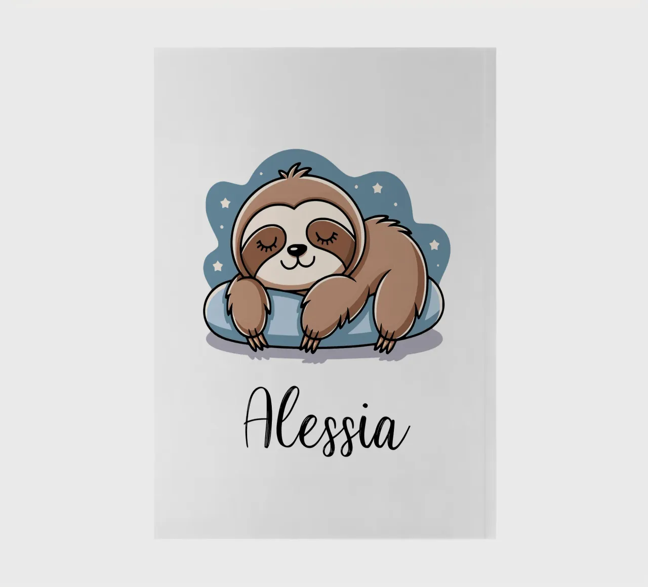 Sleeping sloth personalisable name notebook by SlothStella