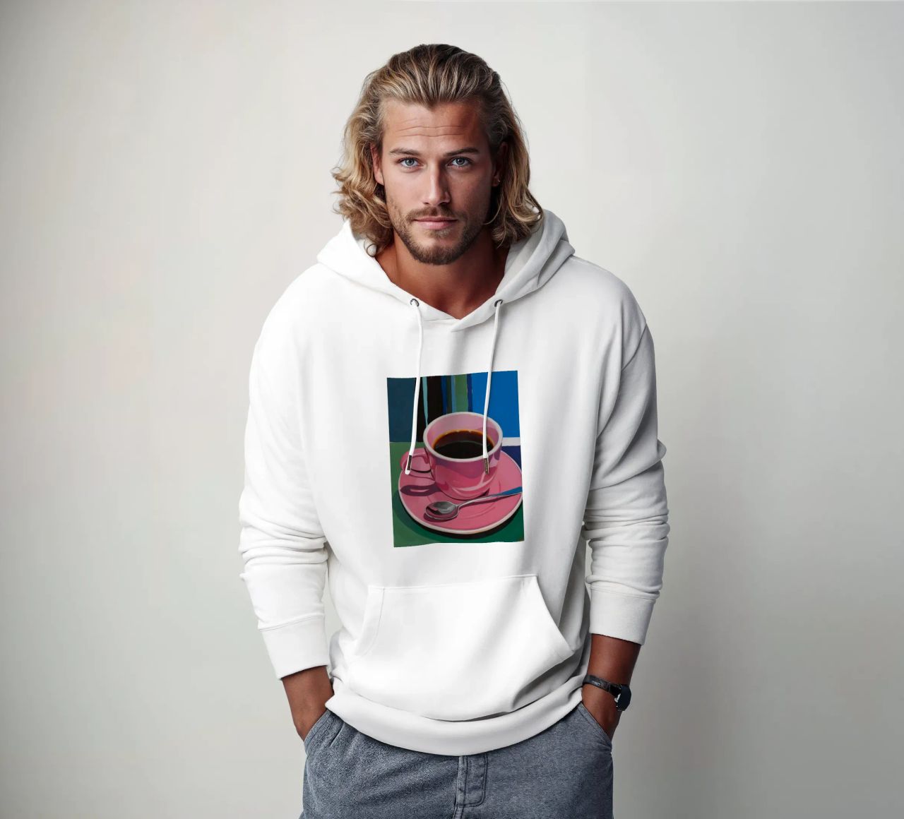 Immersione di caffè rosa felpa con cappuccio da Pan Denim