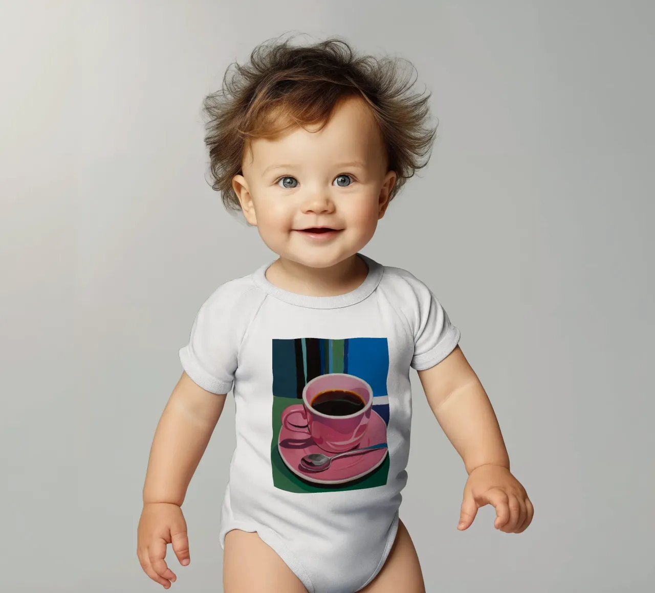 Immersione di caffè rosa body neonato maniche corte da Pan Denim