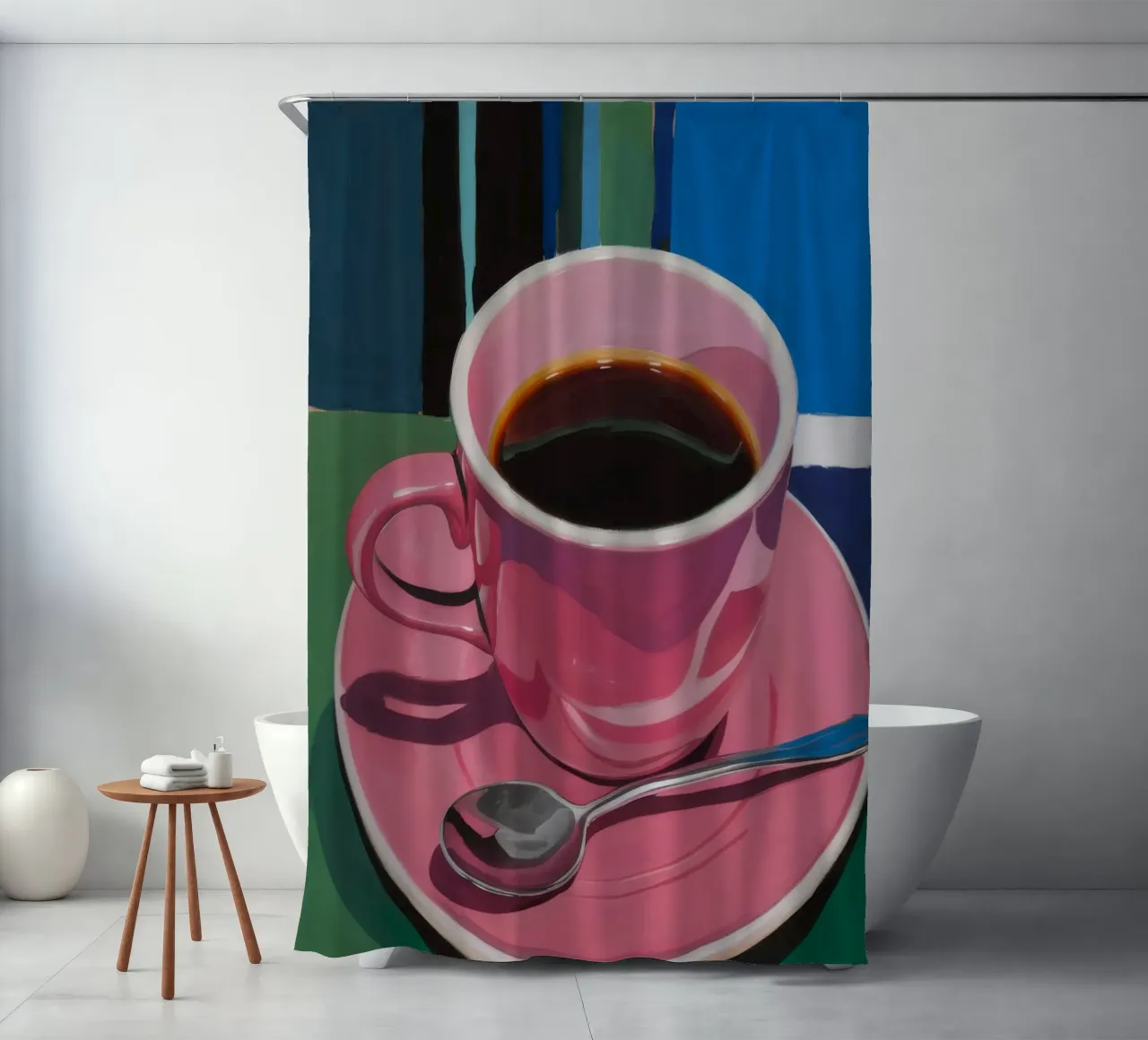 Rosa Kaffee Immersion Duschvorhang von Pan Denim