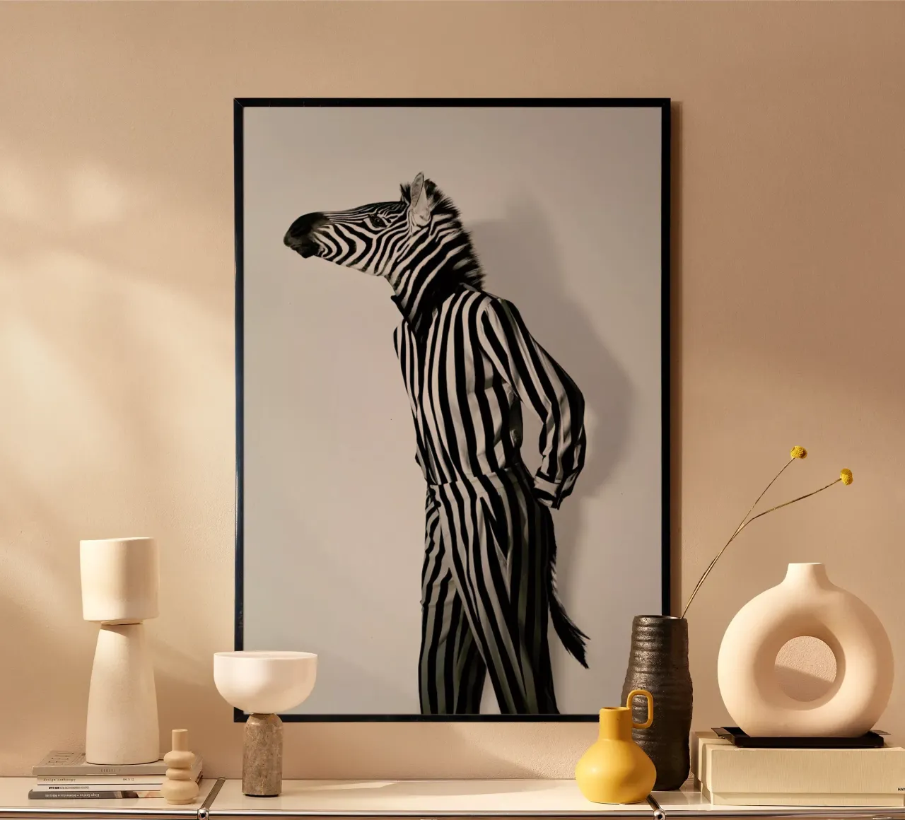 Fashion Zebra Poster mit Aluminium Rahmen von Jonas Loose