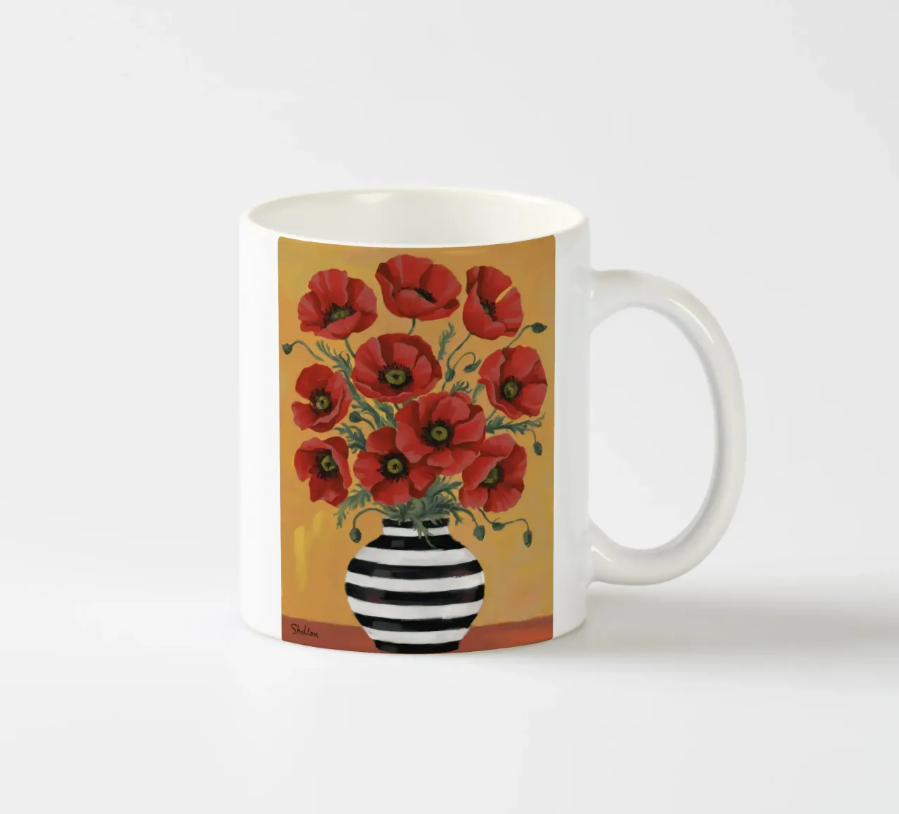 Papavero Grace a righe tazza in ceramica da Peak Delusion