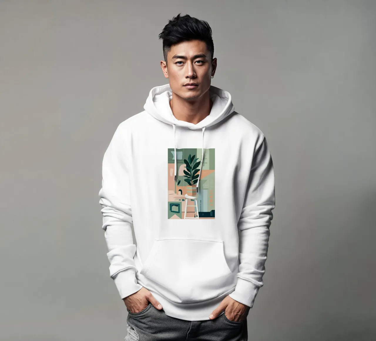 Angolo delle piante astratte felpa con cappuccio da Pan Denim