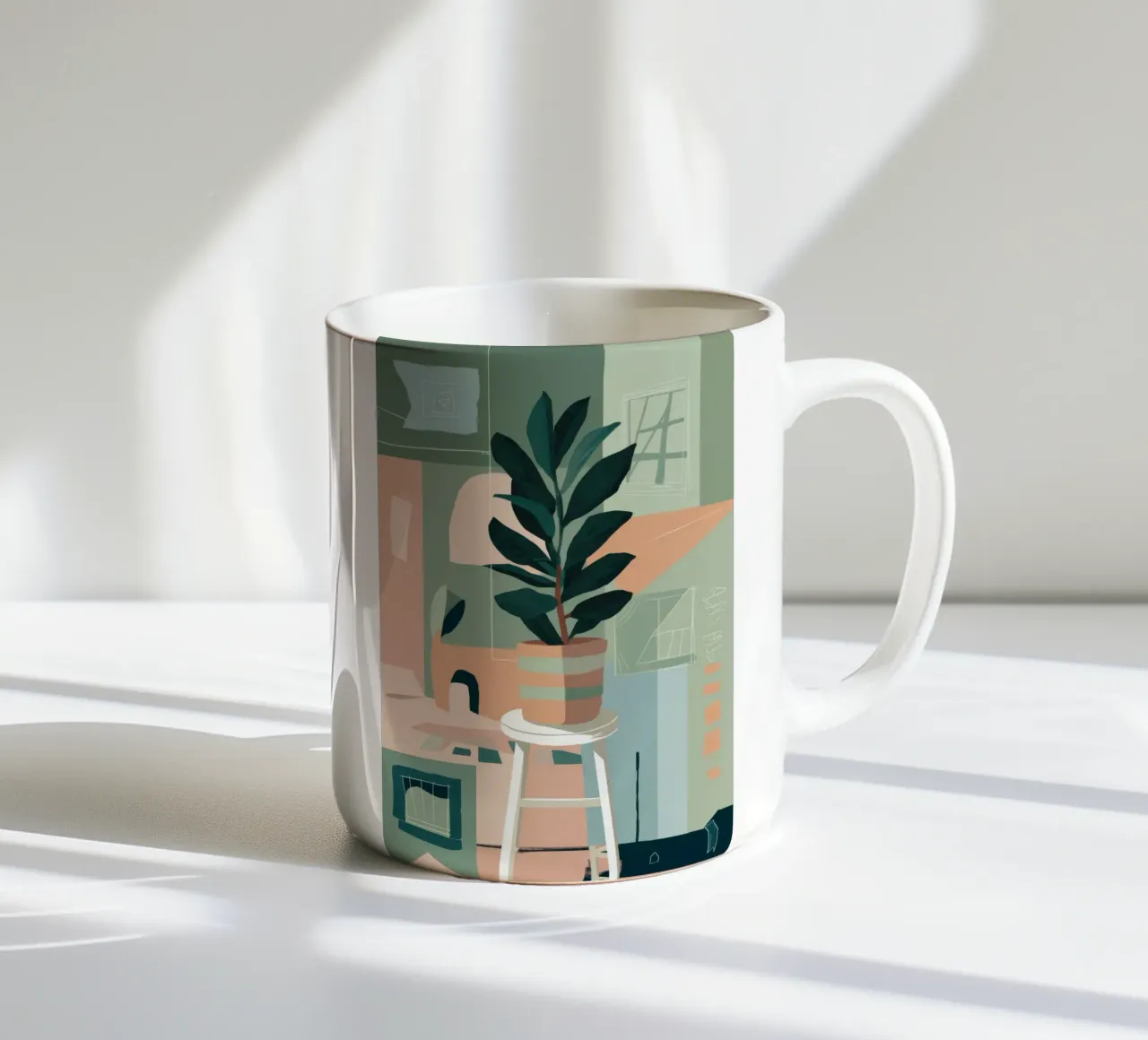 Angolo delle piante astratte tazza in ceramica da Pan Denim