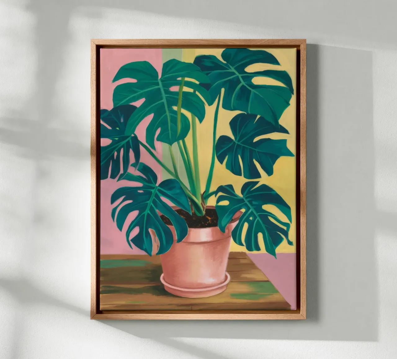 Monstera Giallo Muro tela con Cornice a cassetta da Pan Denim