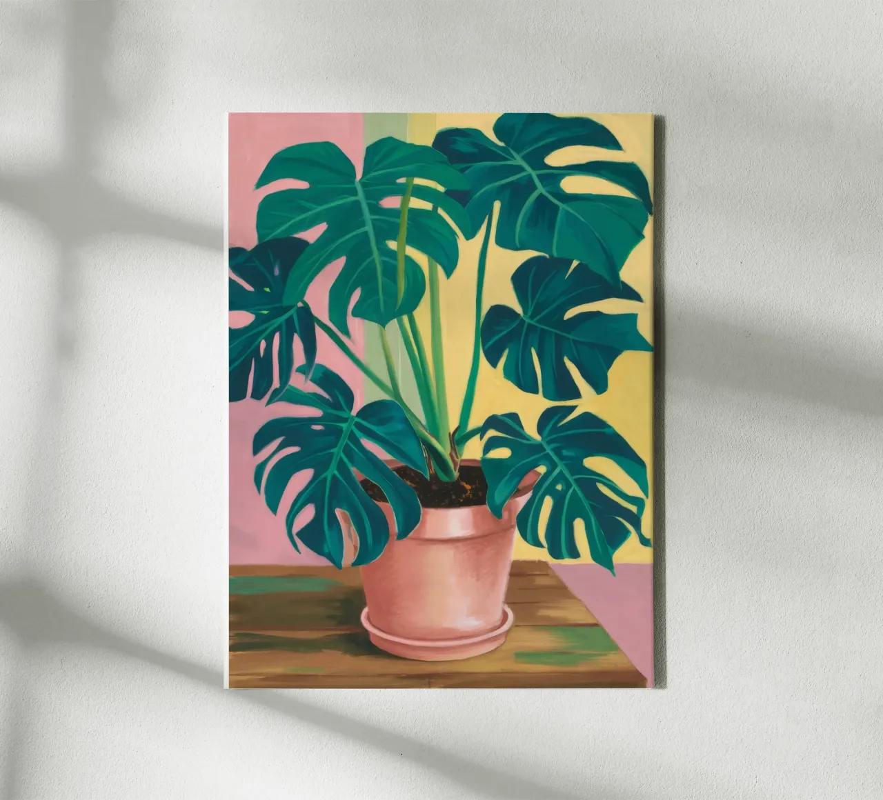 Monstera Giallo Muro tela con Cornice a cassetta da Pan Denim