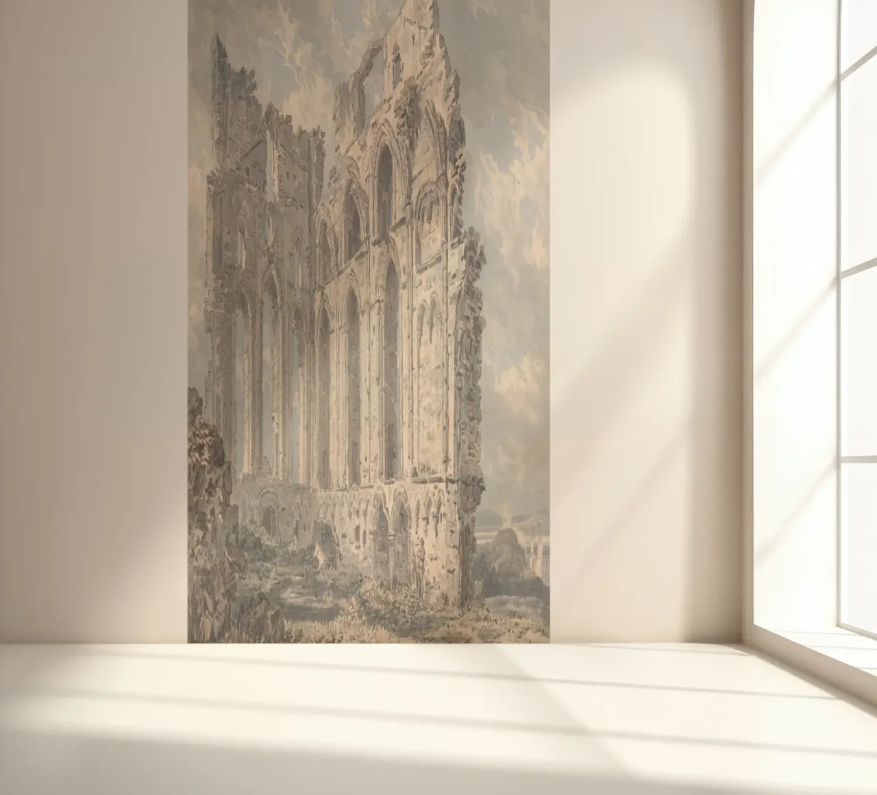 Ruinas de la Abadía Medieval: Paisaje arquitectónico histórico papel para pared de ClubArt