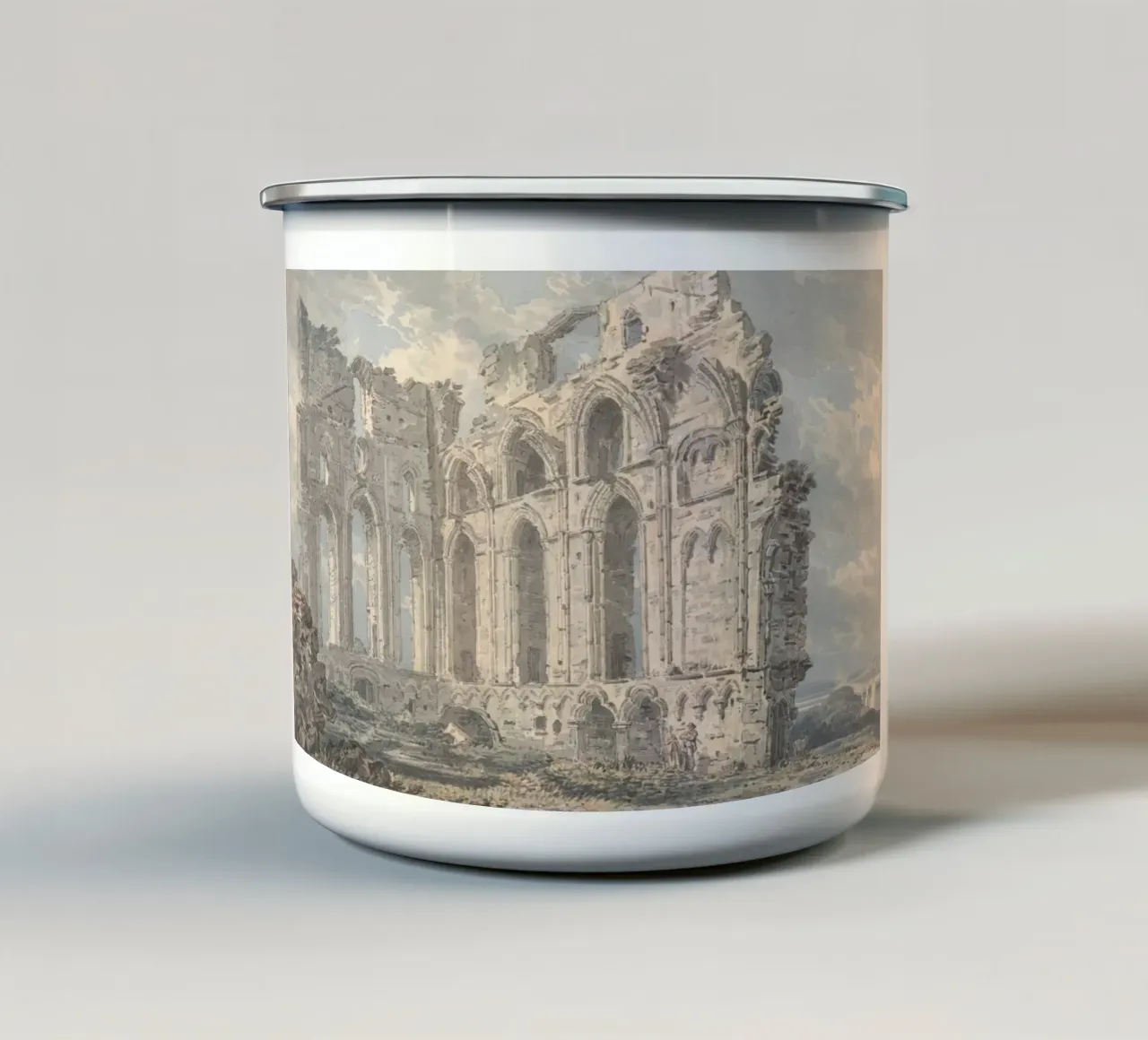 Ruïnes van middeleeuwse abdijen: Historisch architectonisch landschap emaille mok van ClubArt