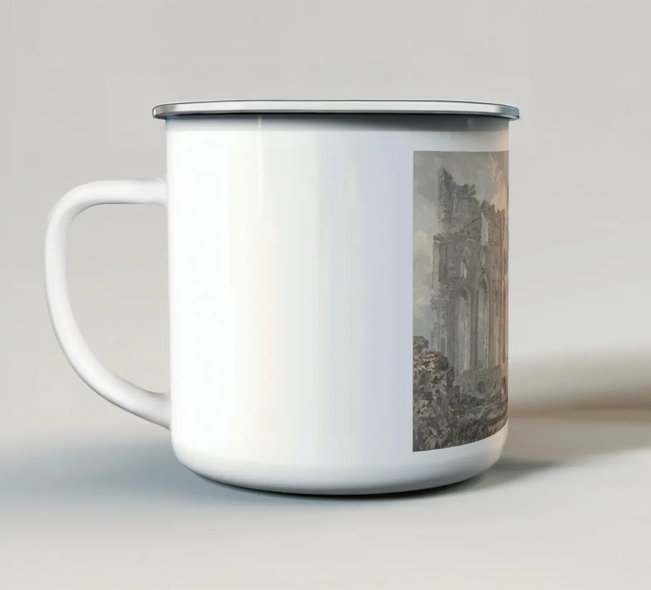 Ruïnes van middeleeuwse abdijen: Historisch architectonisch landschap emaille mok van ClubArt