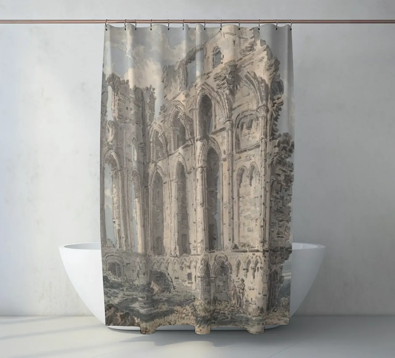 Ruinen einer mittelalterlichen Abtei: Historische architektonische Landschaft Duschvorhang von ClubArt